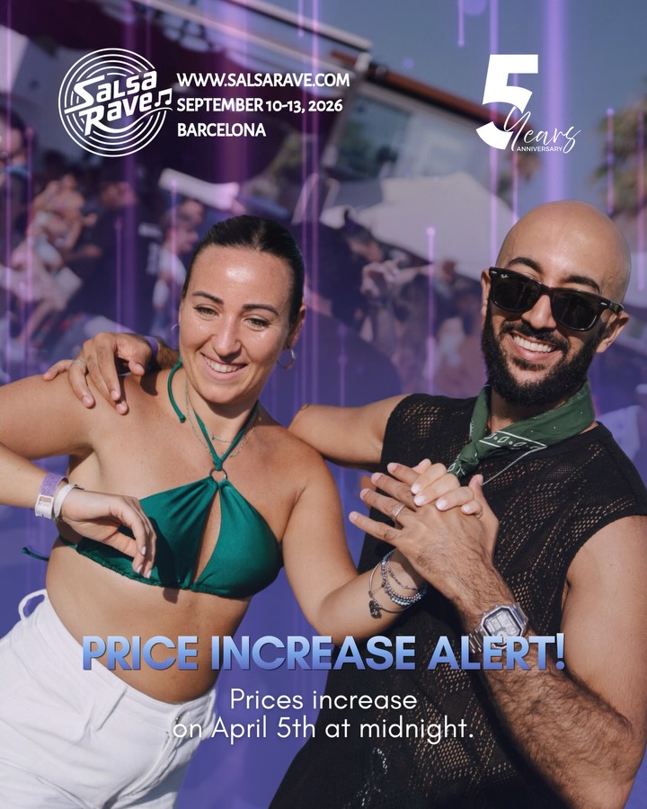 The music is calling.
The rooms are slowly filling.
The journey is getting closer.
⏰ Price increase April 5th at midnight.
Be part of it before the next phase begins.
What are you waiting for?
⏰ Book your ticket, let’s do it: https://www.goandance.com/en/event/8717/salsarave-2026?promoter=SALSARAVER26
🌐 Discover more on our new website: salsarave.com
Follow us for updates & more line-up reveals :
✨Instagram: Salsa_Rave
✨Facebook: SalsaRave by Cobeatparty
✨Facebook Event: https://facebook.com/events/s/salsarave-2026-5-years-anniver/1403696770776298/
✨Frames: https://frame-me.io/dance-events/salsa-mambo/salsarave-2026-5-years-edition/
Raveatar - The Way of Salsa
