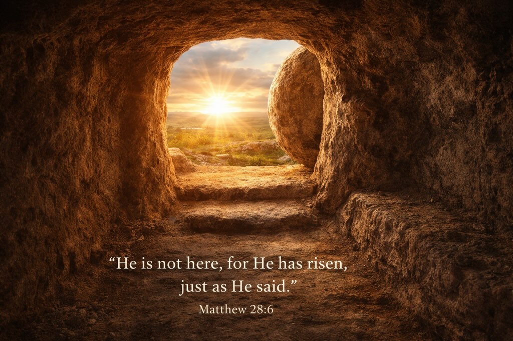 Good Friday—-Resurrection Sunday
The cross is where the great exchange took place.
Jesus took our sin, our punishment, our judgment…
and in return, He gives us His righteousness, His perfection, His reward, eternal life.
The cross isn’t just suffering…
It is the greatest display of God’s love, a love that will echo throughout eternity.
But the story doesn’t end there.
The Resurrection is everything.
If Jesus stayed dead, then He was either a liar or a lunatic, rightfully condemned for claiming to be God.
But if He rose…
Then everything He said is true.
Every promise is secure.
Every claim is proven.
Every word carries authority.
Because the resurrection confirms God’s love, power, and promises,
we can turn:
-fear into faith
-panic into prayer
-worry into worship
Two things to consider:
• Paul writes that over 500 people saw the risen Jesus (1 Corinthians 15) and many were willing to die for that truth.
• Christianity was not popular and heavily persecuted, yet it spread rapidly, because people were convinced Jesus truly rose.
And even beyond Scripture, there are historical accounts outside the Bible that affirm the reality of the resurrection, see Jewish, non Christian historian Josephus’s historical accounts.
He is not here… He has risen, just as He said! 🙌🏼