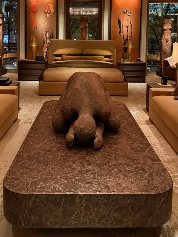 Paris as the Ultimate Showroom
Beyond the fair, Paris itself became our showroom. A visit to RH on the Champs-Élysées revealed a masterclass in scale, tone, and restraint. The rich tan colouring across the lounge and bedroom settings created a warm, cocooning atmosphere—layered, sophisticated, and effortlessly inviting.
What truly captured our attention was the oversized table sculpture, pushing the boundaries of scale and proportion. A statement piece that transforms furniture into art, demonstrating how bold design can anchor a space while still feeling refined.
Susan van meter | Going Beyond Design
susanvanmeter.com | info@susanvanmeter.com | 0207 971 7797
Lambarde Square, London, SE10 9GF
#luxuryinteriors #interiordesignlondon #rhinteriors #designinspiration #bespokeinteriors #parisinteriors #residentialdesign #interiorarchitecture #luxuryliving #designstudio