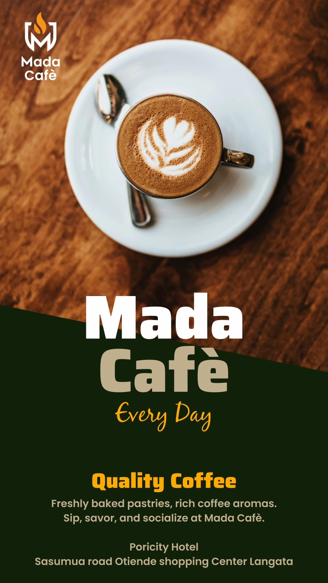 Freshly baked pastries, rich coffee aromas. Sip, savor, and socialize at Mada Cafรจ, Poricity Hotel.
