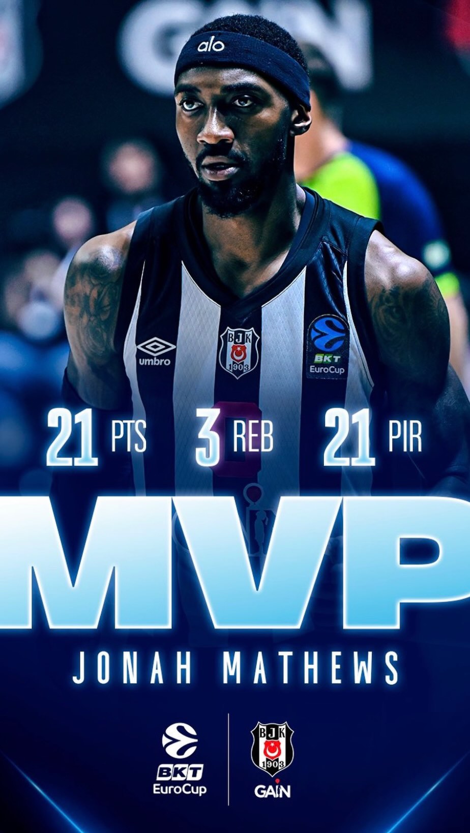 Congratulations to the champ @jonahmathews for the MVP season incredible performance 🔥 @eurocup @besiktasbasketbol