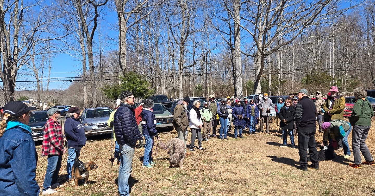 After weather-canceled hikes and events from mid-January until today, it's clear that folks wanted to get outside. Thirty-seven people and three dogs gathered, pn this crisp, sunny day at Golet Farm Preserve, to walk the trails, learn the history of the property, and enjoy the sights and sounds from the wetlands platform there. #easthaddamlandtrust #goletfarmpreserve #takeahike