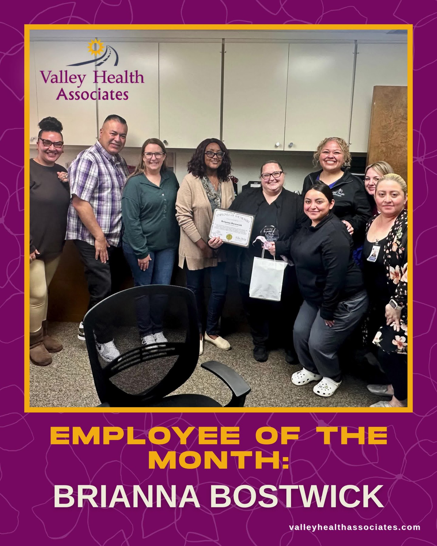 Congratulations Bri! 🎉
Valley Health Associates May Employee of the Month is Brianna Bostwick.
She was selected by her peers for her collaborative spirit and willingness to help, making the workplace more positive and supportive for everyone.
#ValleyHealthAssociates #VHA #EmployeeoftheMonth #NonProfit #MontereyCounty