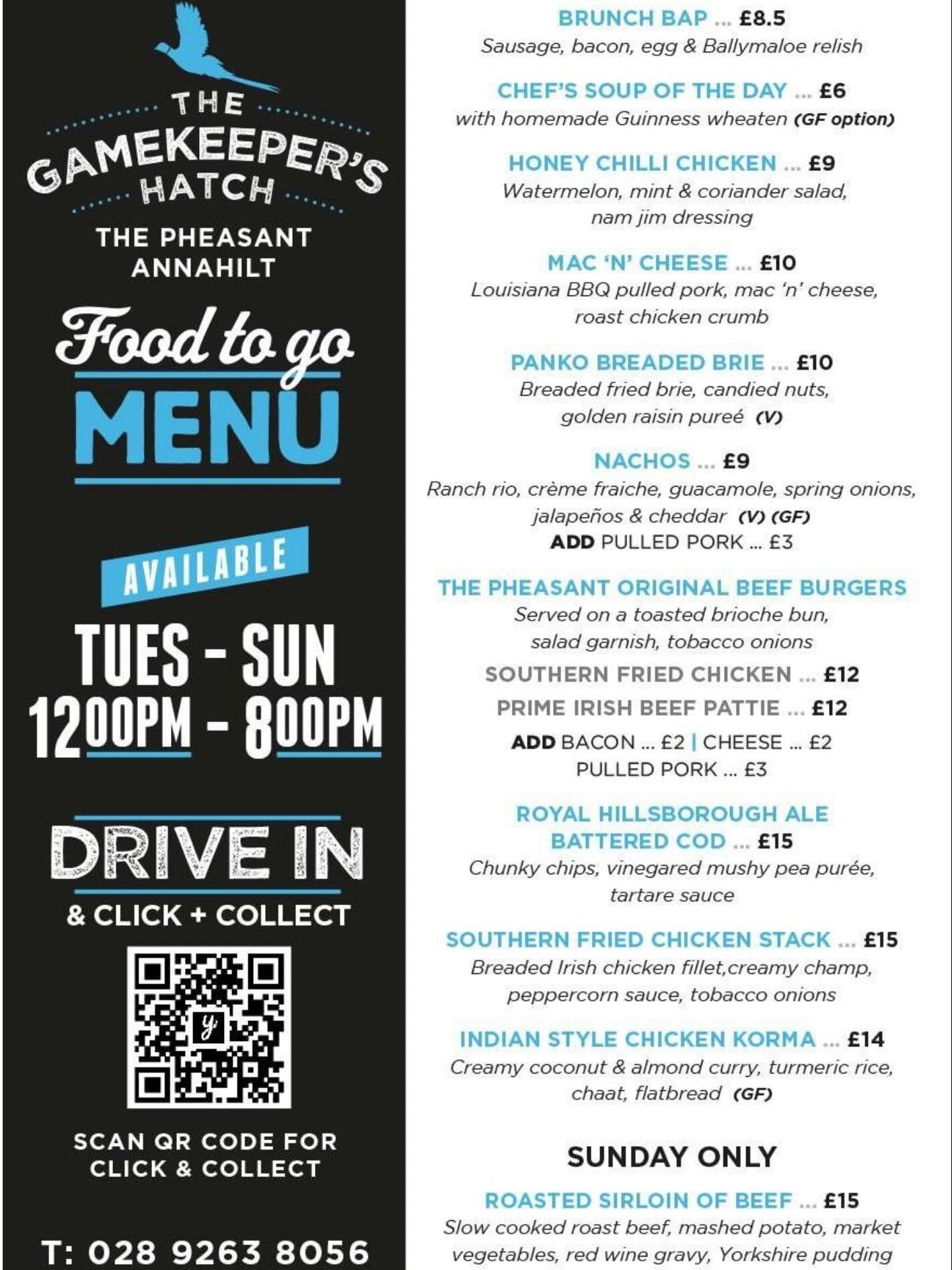 Some nights, you just can’t be bothered cooking. Long day? Nothing in the fridge? We’ve got you covered with our Gamekeepers Hatch takeaway service. ✨🍽️
Meals are available to be ordered online or by calling the restaurant directly.
#takeaway #thepheasantrestaurant #pubgrub #supportlocal #tasteofulster @food_ni