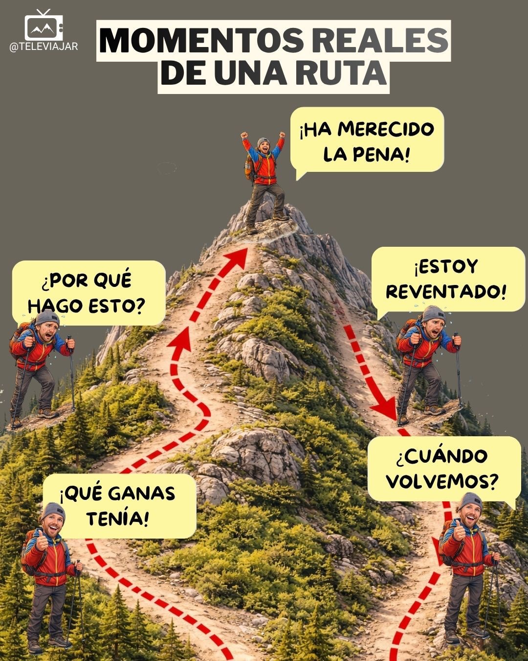 La montaña nunca es solo un camino… es un espejo. 🏔️
Hay momentos en los que te preguntas “¿por qué hago esto?”, otros en los que te sientes invencible, y también esos en los que solo quieres parar.
Y, sin darte cuenta, todos ellos forman parte de lo mismo.
Porque ahí arriba no solo entrenas el cuerpo, entrenas la mente.
Aprendes a gestionar el cansancio, la frustración, la euforia… aprendes a seguir.
La montaña es una escuela de vida.
Te enseña que no se trata de evitar los malos momentos ni de perseguir solo los buenos, sino de saber transitar todos ellos.
Al final, la felicidad no es un estado perfecto.
Es la forma en la que decides vivir cada subida, cada bajada y cada paso del camino.
Y eso… es lo que hace que todo merezca la pena. 💛
Etiqueta en comentarios a ese compañero de rutas con el que has vivido todos estos momentos. 👇
#televiajar #montañaenforma