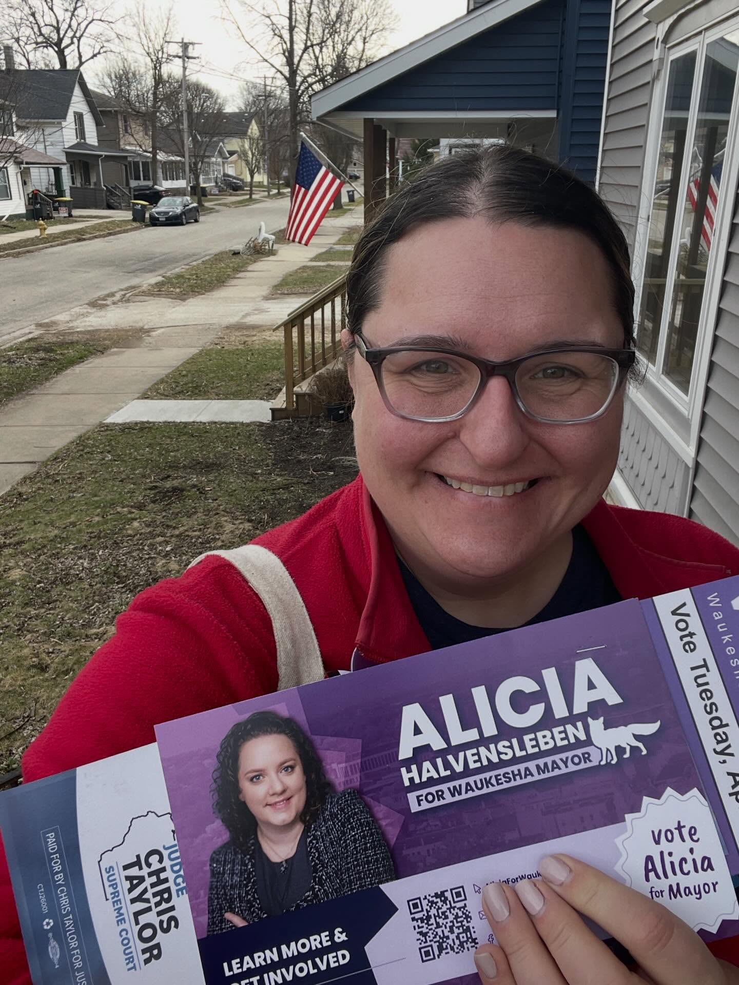 On doors for Alicia Halvensleben for Mayor today. Drop a pic if you’re canvassing today! #Alicia4Mayor