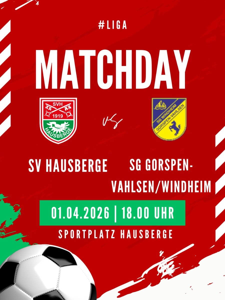 🔥⚽️ Heimspiele Heute und Ostermontag / Spielplatz geöffnet!
Unsere Erste steigt heute (Mittwoch) um 18:00 Uhr ins Nachholspiel gegen SG Gorspen-Vahlsen/Windheim ein! 💪
Nach zuletzt starken Auftritten wollen wir weiter Druck auf die Tabellenspitze machen – und dafür brauchen wir jeden Fan an der Seitenlinie! 🙌
👉 Wie immer gilt:
🌭 Bratwurst auf dem Grill
🍻 Kühle Getränke am Start
😎 Beste Fußball-Atmosphäre am Bergsportplatz
👨👩👧👦 Extra-Highlight:
Der neue Spielplatz am Bergsportplatz ist bereits geöffnet und kann genutzt werden! 🎉
👉 Die offizielle große Eröffnung folgt dann im Mai – aber für unsere kleinen Fans heißt es schon jetzt: Spielen, toben und Spaß haben!
⸻
📅 Schon vormerken:
Am Ostermontag wartet direkt das nächste Heimspiel-Highlight!
🆚 SV Weser Leteln
⏰ Anstoß: 15:00 Uhr
💥 Absolutes Spitzenspiel!
Hier wollen wir weiter Punkte sammeln und oben dranbleiben – Spannung garantiert!
⸻
❤️💚 Also kommt vorbei und unterstützt unsere Jungs!
