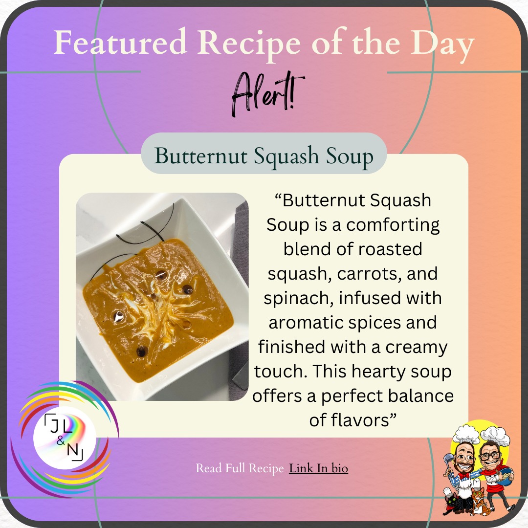 🍂 Butternut Squash Soup 🍲
Comfort in a bowl! Roasted squash, carrots, spinach, and aromatic spices come together for a creamy, flavorful soup. Perfect as a cozy starter or a hearty main!
✨ Ready in 75 minutes!
👉 Get the recipe: https://www.jeanlucandnick.com/recipes/recipe/butternut-squash-soup
#SoupSeason #CozyEats #ButternutSquash