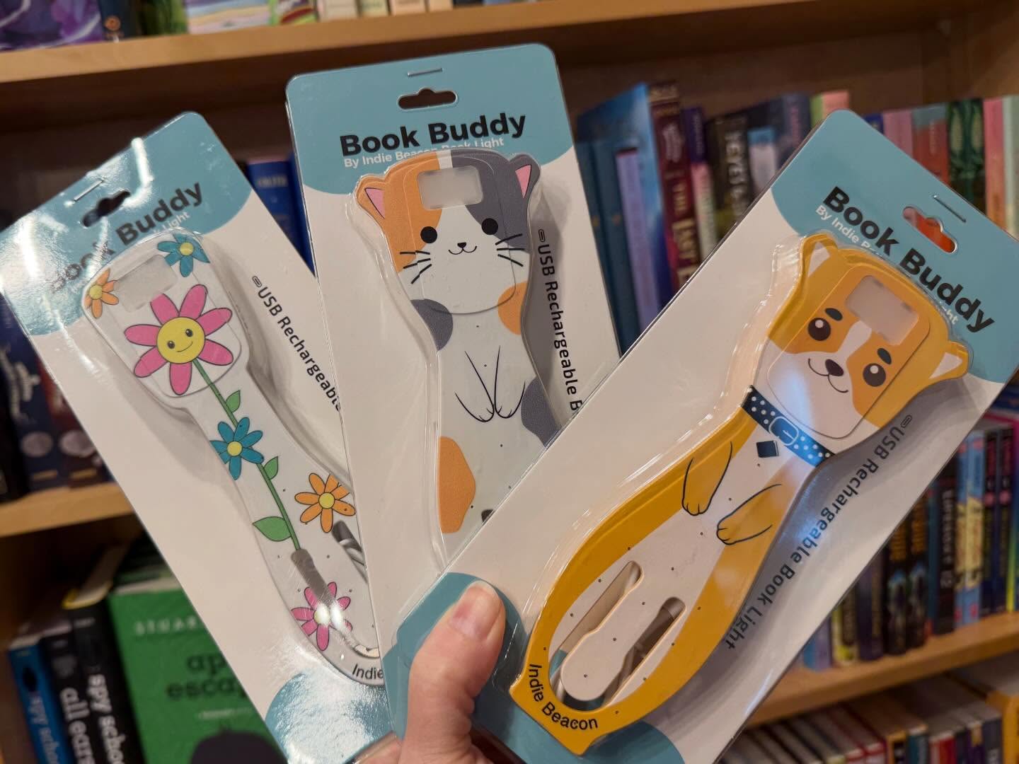 Adorable new rechargeable book lights would make a great addition to an Easter basket filled with good books from your Neighborhood bookshop! We’re open 10-4 today, but we’ll be closed Easter Sunday. #community #indiebookshop