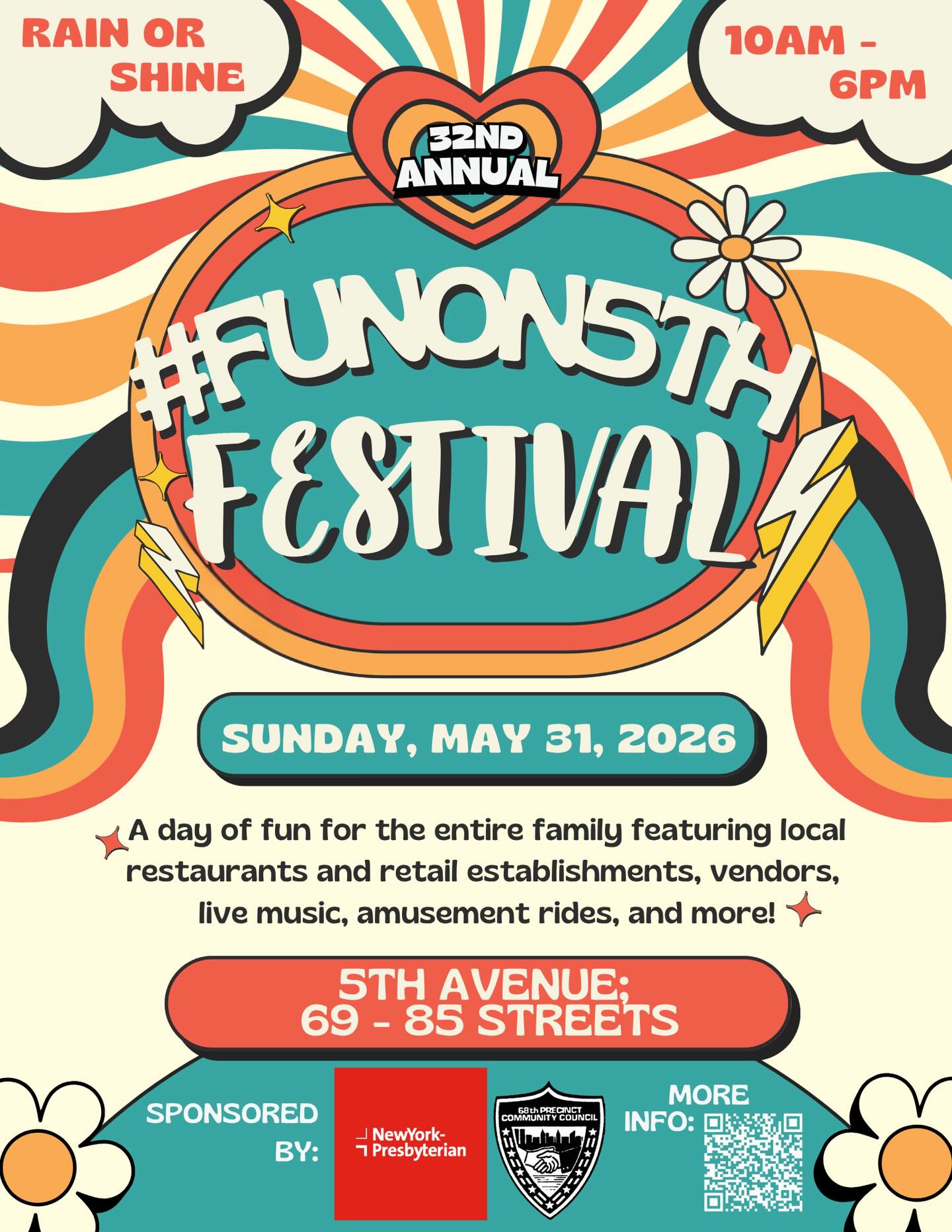 The #FunOn5th Festival is right around the corner! 🎉 Join us on Sunday, May 31 for a day filled with music, shopping, food, and community vibes along 5th Avenue.
A special thank you to our incredible partners at NewYork-Presbyterian Hospital and the 68th Precinct Community Council for their generous support in making this event possible.
Mark your calendars. You won’t want to miss it!
Interested in participating? Apply now using the link in our bio.
. . .
#nyc #brooklyn #bayridge #festival