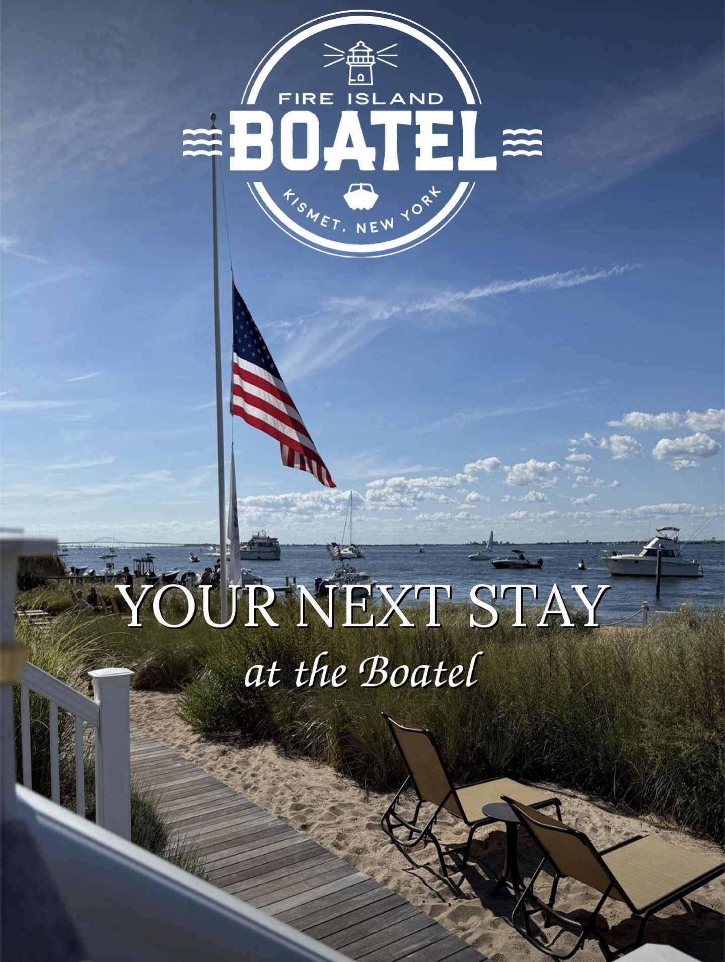 Kismet called. It’s time to go!
The Fire Island Boatel offers waterfront suites in Kismet with a private beach, breathtaking views, and the perfect setting to make memories that will last a lifetime. ☀️👙⛱️🏖️