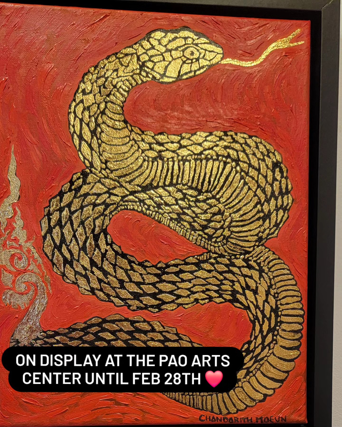 So, my painting is on display at the @paoartscenter until Feb 28th, but I figured I'd show a little bit of my process and how I wound up with this result.
My friend @connyishungry sent me the Pao's Call for Artists, (Thanks Connie! ❤️🙏) and initially I wasn't sure what to do. I wanted to do an oil painting, but I hadn't touched oil paint in almost 20 years- and what's more, I wanted to try using gold leaf. So this piece is a bit experimental.
Still, art is about trying different things. One of the hardest parts of painting on a real canvas, especially coming back from digital stuff- is that there's no Ctrl Z to undo mistakes. Though, luckily oil is pretty forgiving. (Just wait a little bit and paint over your bad stuff 😅)
This painting means a lot to me- being accepted into a gallery makes me feel validated as an artist, and definitely gives me some credibility going forward. Thanks to all my friends that came out to see me and the artwork. 🙏😭
Here's hoping this is the first of many. ❤️