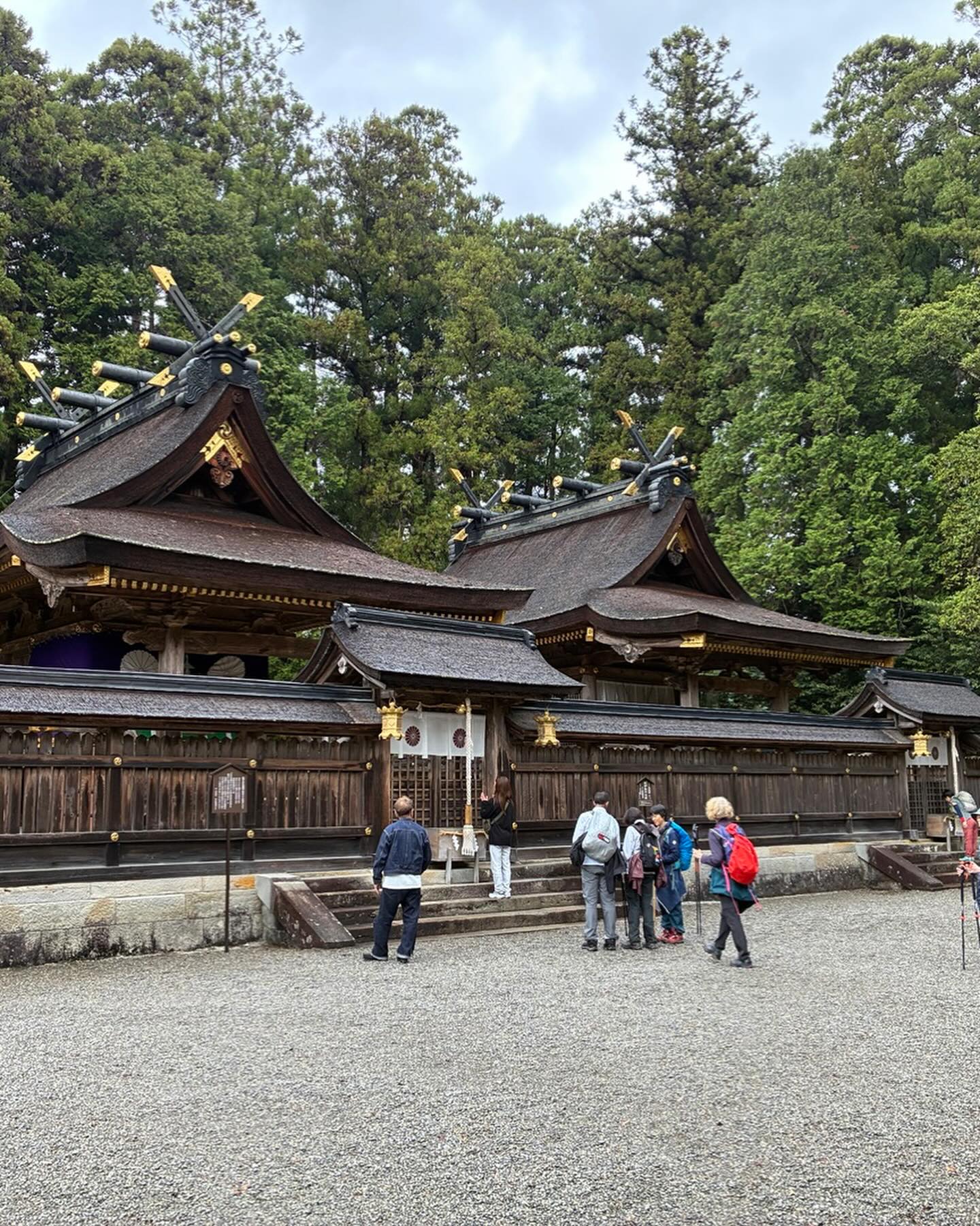 The Kumano Kodo and Camino de Santiago have a dual pilgrim program whereby you receive a dual pilgrim certificate and badge and attend a short ceremony at Hongu Grand Shrine to celebrate your achievements. Yesterday three of our group qualified for their dual pilgrim certificate. Congratulations!!
