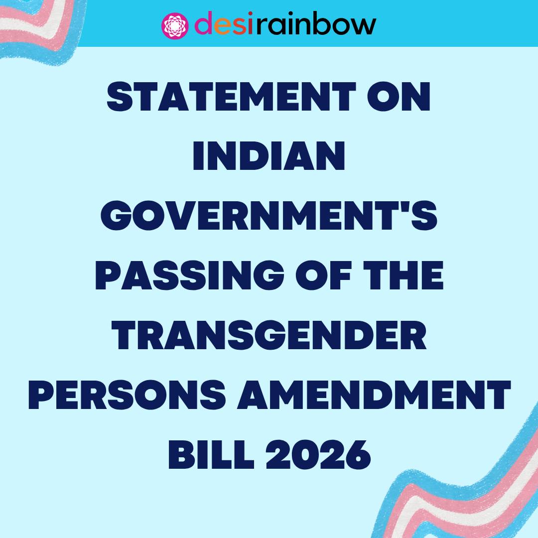 🚨 Desi Rainbow strongly condemns the passage of the Transgender Persons (Protection of Rights) Amendment Bill on March 26, which significantly rolls back rights that were established a decade ago. We are appalled and saddened by the erasure of transgender rights in India in a single act that reverses a decade of progress.
🤝 We represent a large Indian American diaspora consisting of LGBTQIA+ South Asians and their parents and allies, who are proud of India’s trans community and its history of resilience. We stand in solidarity with trans people in India in their battle for legal recognition and equal rights.
💓 We encourage our followers to check out the work of @deqh.helpline and @sweekartherainbowparents to get support.