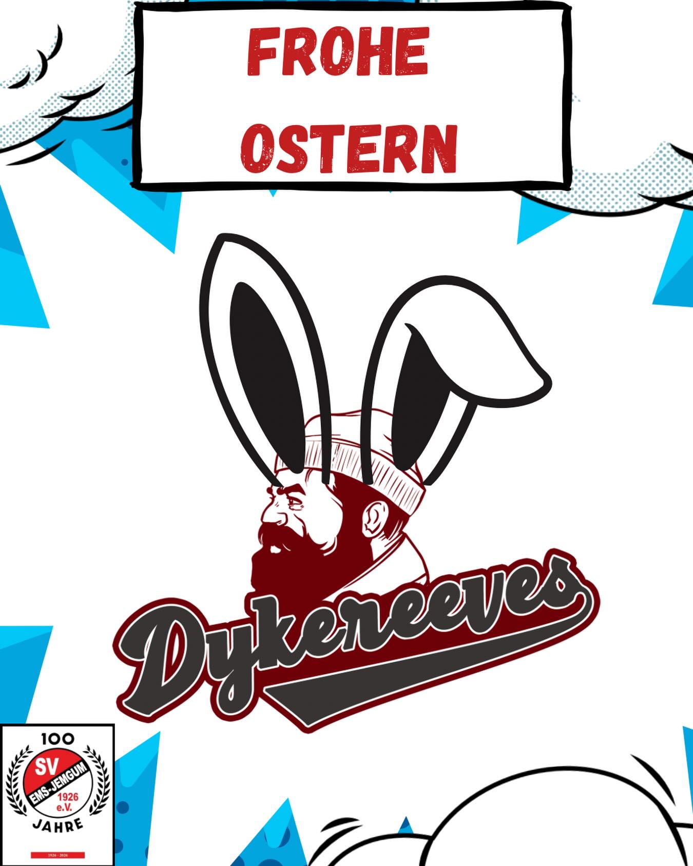 Wir wünschen euch allen ein frohes Osterfest!
#dykereeves
#deichgrafen
#neunzehn26
#nbsv
#baseballgermany
