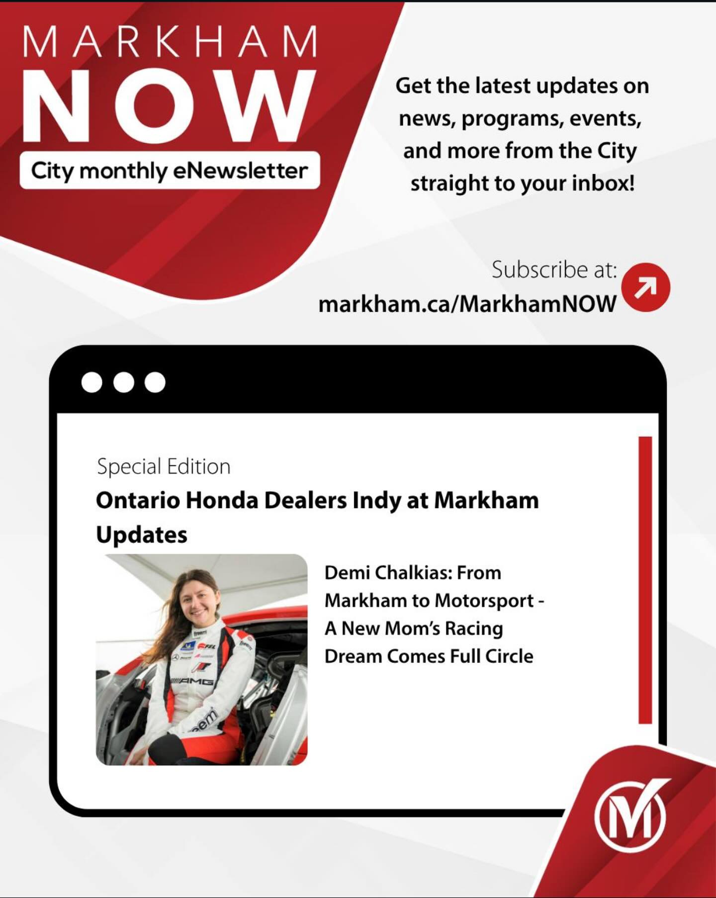 Stay tuned for an upcoming @CityofMarkham article about my journey — from Markham to motorsport ❤️
We talk about growing up in Markham, my path into racing, and a potential full-circle moment: returning as a new mom to race in the Ontario Honda Dealers Indy at Markham! 🏁
We’re currently working on securing funding to make this dream a reality and are actively looking for partners to join us. If you or someone you know might be interested in partnering or would like to learn more, please reach out!
#OntarioHondaDealers #OntarioHondaDealersIndy #Markham #CityOfMarkham #Article