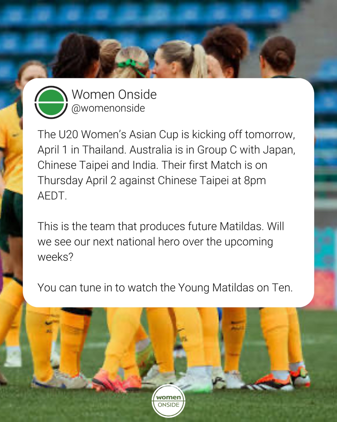 Good luck to the Young Matildas!