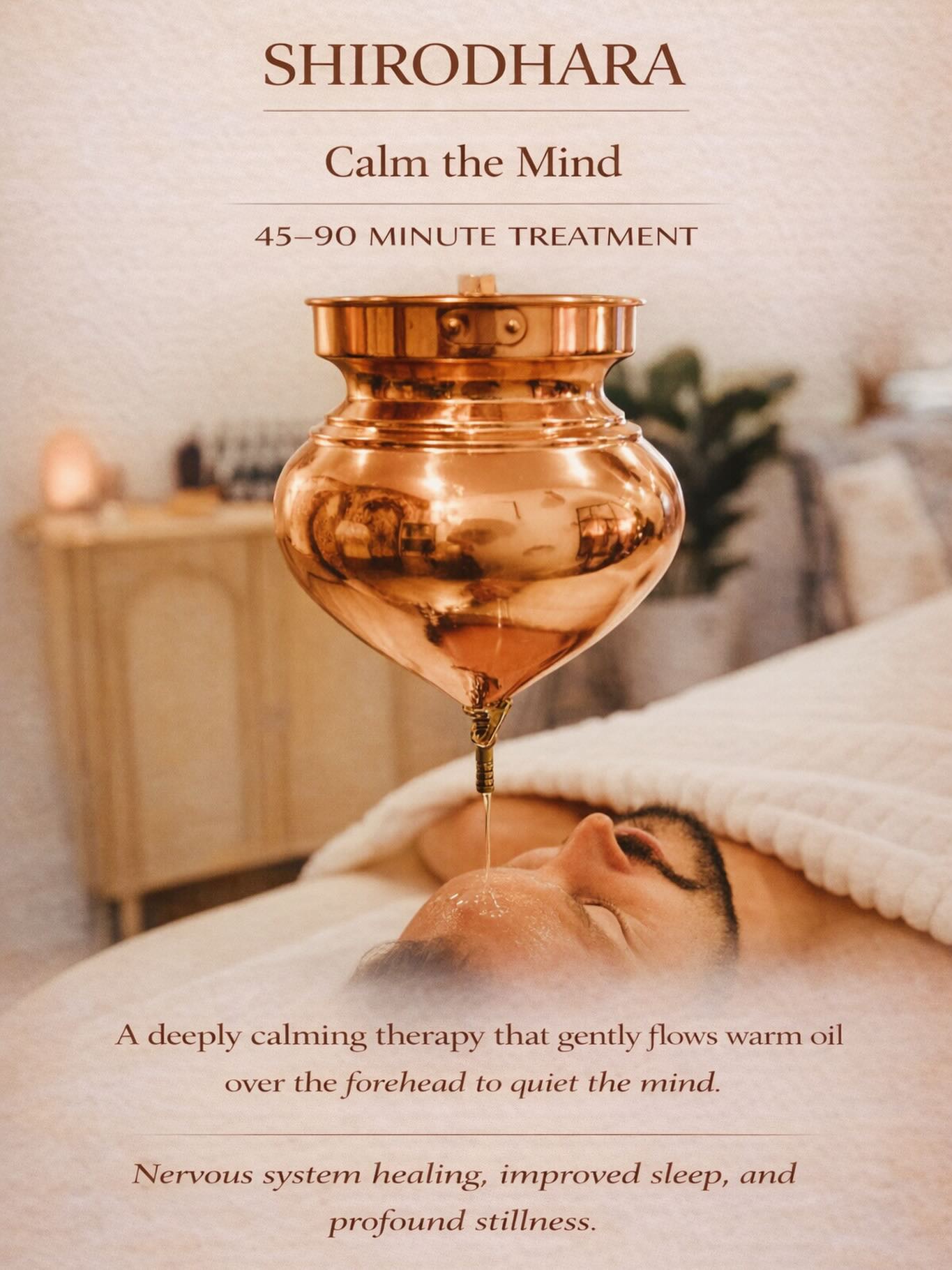 Shirodhara is a deeply calming treatment where a steady stream of warm oil flows over the forehead, guiding the body into a state of stillness.
You don’t have to “try” to relax, your system does it for you.
This is for when:
• your thoughts feel constant
• your sleep feels off
• your body feels overstimulated
✨ What it supports:
• Nervous system regulation
• Improved sleep quality
• Mental clarity and calm
Definitely worth experiencing! 🌷
Link in bio 🔗
#shirodhara #ayurveda #nervoussystemregulation #deeprelaxation #stressrelief