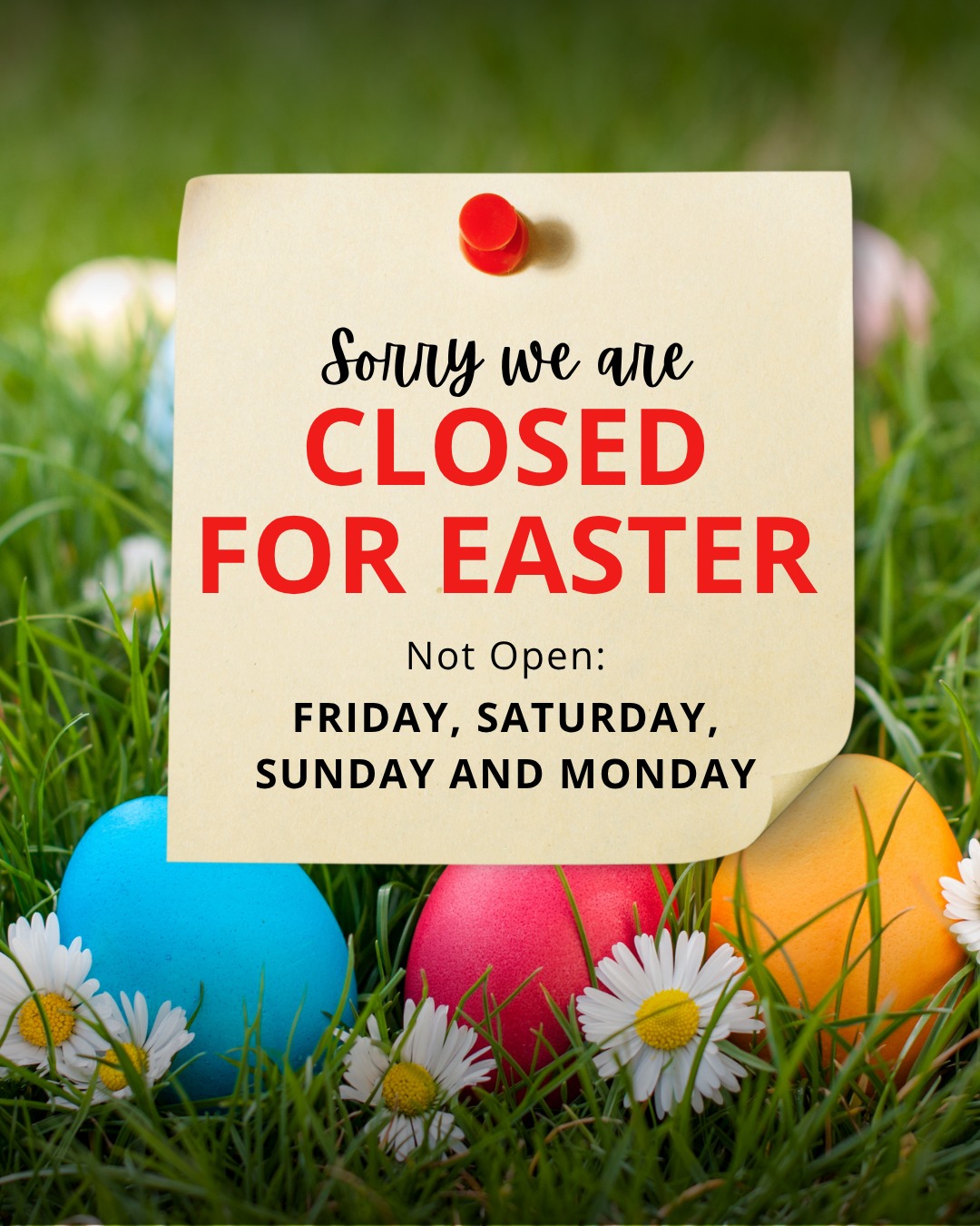 We’re taking a short break over Easter 🐣
Closed Friday through Monday, and back on Tuesday the 7th.
Wishing you all a lovely long weekend!
#Easter #Easter2026 #EasterDay #HappyEaster