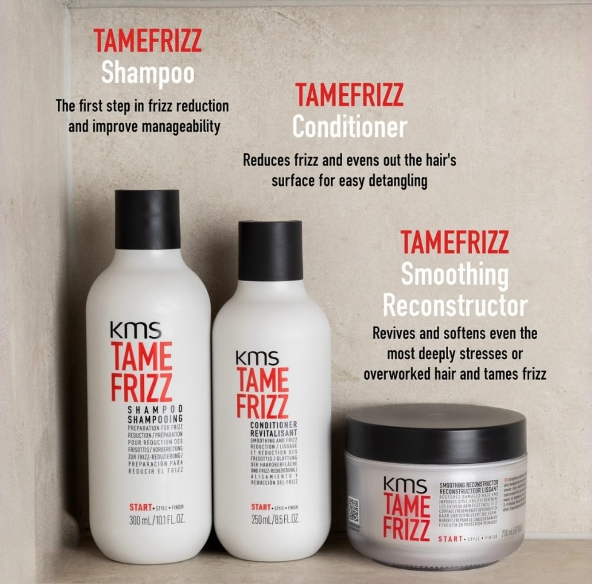 Discover KMS TAMEFRIZZ❤️Tame unruly hair with up to 100% frizz reduction. Revive even the most deeply stressed or overworked hair. #kmshaircare #frizzyhair #tamefrizz #loveyourhair #weknowhair