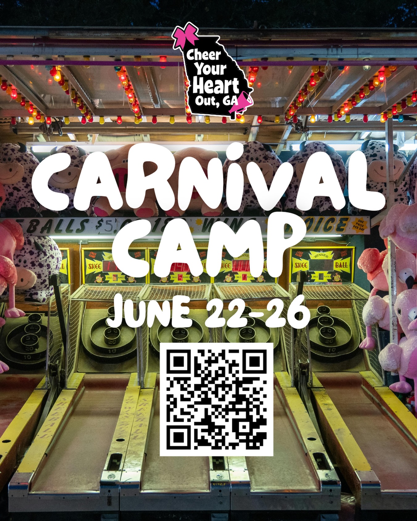 Step right up ๐๏ธโจ
Our Carnival Camp is coming to town ๐ก๐ฏ
June 22โ26 = games, prizes, cheer, tumbling, and nonstop FUN
Spots are going fastโdonโt miss the most exciting week of summer ๐
Scan the QR code to save your spot now!
#CYHO #SummerCampFun #CarnivalCamp #CheerCamp #MariettaGA