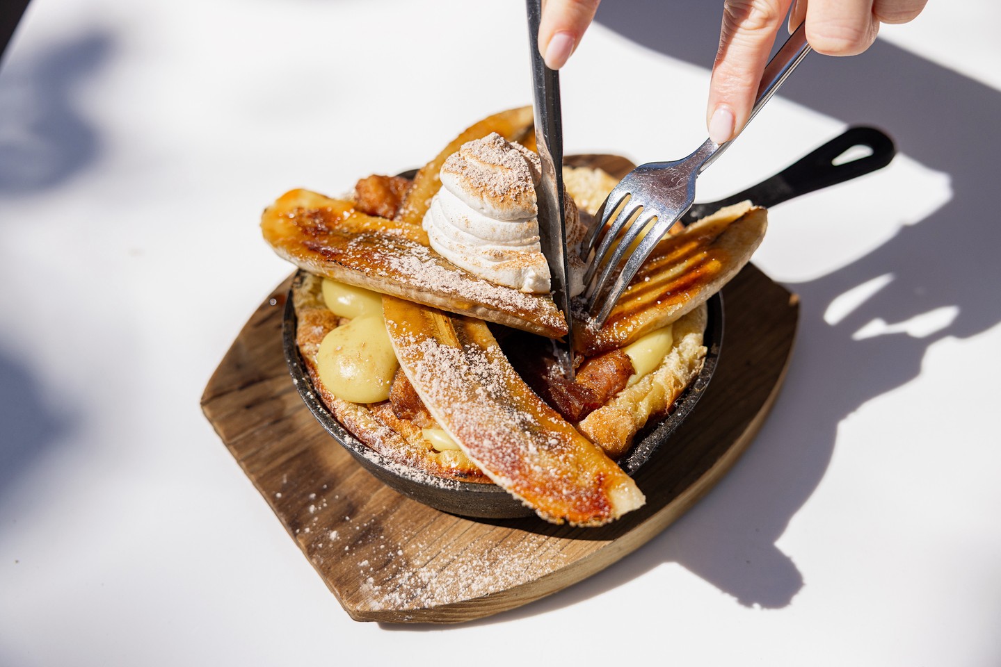 brunch is about to get better 🍌 baked banana brûlée french toast with caramelized bananas a....