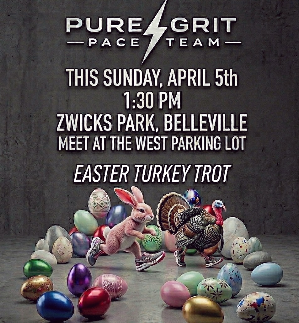 Pure Grit Pace team is keeping their fitness going through Easter weekend with some KMs Sunday afternoonโฆ think about how good that turkey will taste after a good run! Reminder this is open to EVERYONE! You donโt need to be a member to join us and ALL levels encouraged to come! Walk, jog, run, just get your steps in!