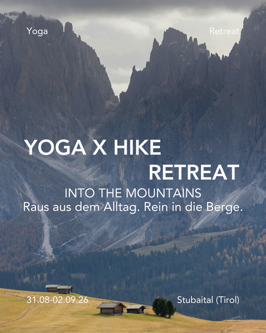 Into the mountains ⛰️
Ich glaube nicht, dass wir mehr „Urlaub“ brauchen.
Sondern Räume, in denen wir wirklich wieder bei uns ankommen.
Raus aus dem konstanten Input.
Raus aus dem Funktionieren.
Raus aus dem Gefühl, immer irgendwo anders sein zu müssen.
—
Dieses Retreat ist kein „Programm“.
Es ist ein Raum.
Für Bewegung.
Für Stille.
Für Natur.
Für dich.
—
Du wirst Zeit in den Bergen haben.
Zeit zum bewegen, atmen, praktizieren.
Und gleichzeitig genug Raum lassen,
damit dein System runterfahren kann.
Ohne Druck.
Ohne To-Do.
Ohne etwas erreichen zu müssen.
—
Ich habe diesen Ort bewusst gewählt.
Weil er dich reduziert.
Auf das Wesentliche.
Auf dich.
—
Wenn du spürst, dass genau das gerade fehlt…
…dann findest du alle Infos über den Link in der Bio.
—
Nur 8 Plätze
31.08. – 02.09.2026
Stubaital, Tirol
—
Vielleicht ist es genau die Pause,
von der du noch gar nicht wusstest,
wie sehr du sie brauchst 🤍