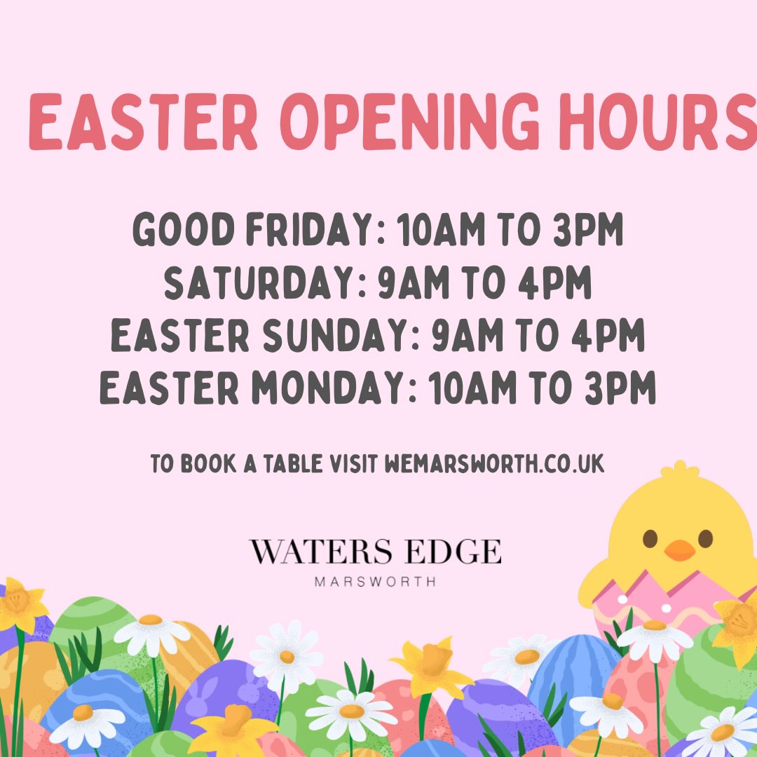 Easter at Water’s Edge 🌸🐣
We’ve got a lovely mix of family friendly activities, good food, and live music coming up over the Easter period!
Easter Opening Hours:
Good Friday: 10–3PM
Saturday: 9–4PM
Easter Sunday: 9–4PM
Easter Monday: 10–3PM
Kids Easter Activity 🐣
✨ Shredded Chocolate Nest Cupcake Decorating – £9.95 | 12–1PM
(include juice)
Yorkshire Wraps & Live Music 🎶
📅 Sunday 12th April | 4:30–7PM
Our well-missed Yorkshire wraps are back, alongside live music from local performer Jack Gomm.
Free entry, with donations being raised on the day for Backup Tech, supporting technical professionals working behind the scenes in the live events industry.
Chicken / Roast Lamb / Roast Beef £15.95. Veg & Stuffing £12.95
A perfect reason to get out, enjoy the reservoirs, and stop by for something to eat, drink, and do locally at your favourite home from home💛
🎟 Kids session booking: https://wix.app/mobile.apps/hbIjQYa?ref=2_cl
🍽 Table bookings: wemarsworth.co.uk or link in our bio
#WaterEdgeMarsworth #EasterEvents #FamilyFun #LiveMusic SupportLoca