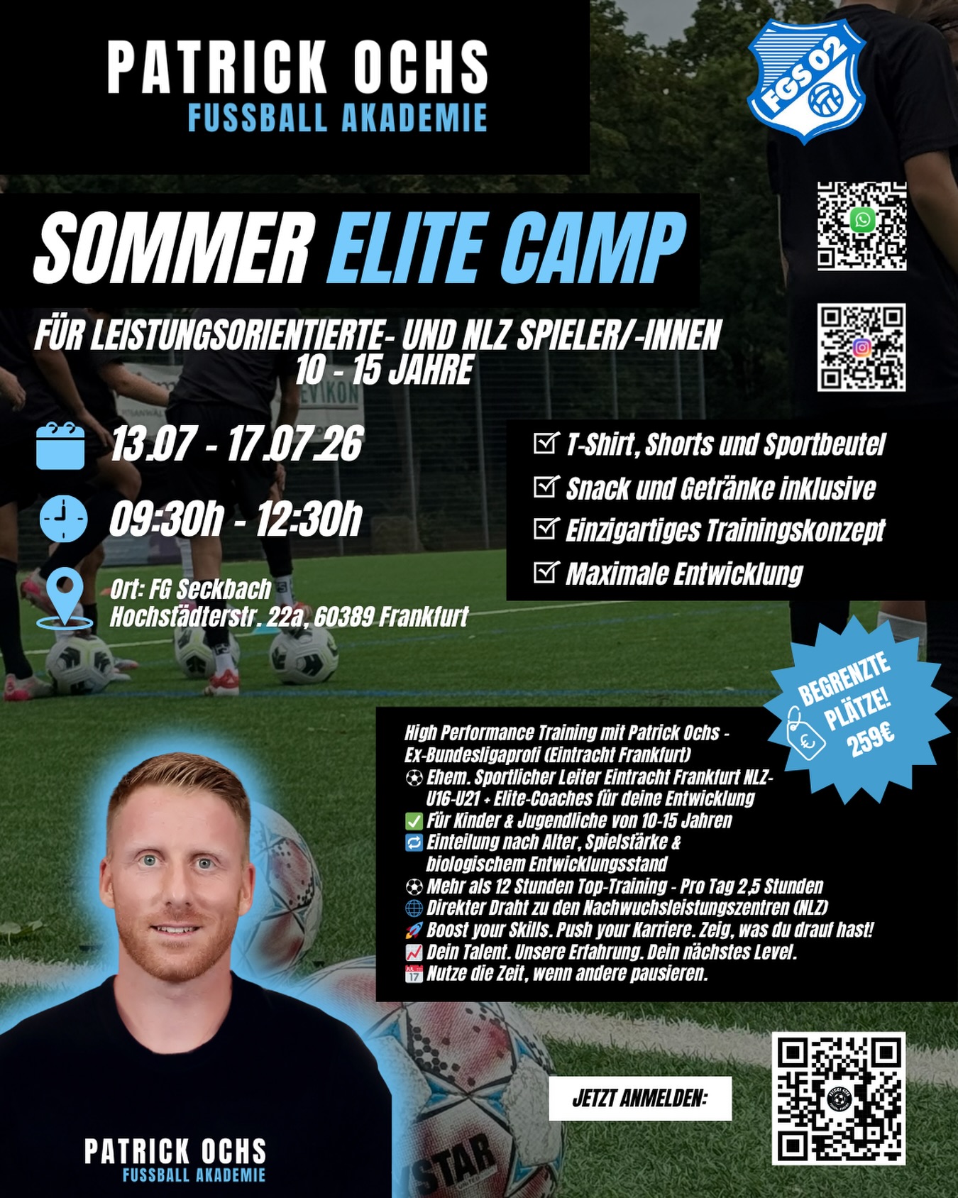 🚀 SOMMER ELITE CAMP 2026!
Die letzten Camps? 🔥 Komplett ausgebucht & mega Feedback!
Wer uns kennt, weiß:
Hier geht’s nicht um Masse – sondern um echte Qualität.
💪 Intensiv
🎯 Individuell
⚡ Leistungsorientiert
👉 Kein gewöhnliches Training – hier erreichst du dein nächstes Level!
📍 Ort: FG Seckbach | Frankfurt
📅 Datum: 13.07. – 17.07.2026
⏰ Uhrzeit: 09:30 – 12:30 Uhr
👥 Jahrgänge: 2011–2017
🔗 Jetzt anmelden:
https://www.patrickochs-fussballakademie.de/fussball-camps
⚠️ Plätze sind streng limitiert – first come, first serve!
