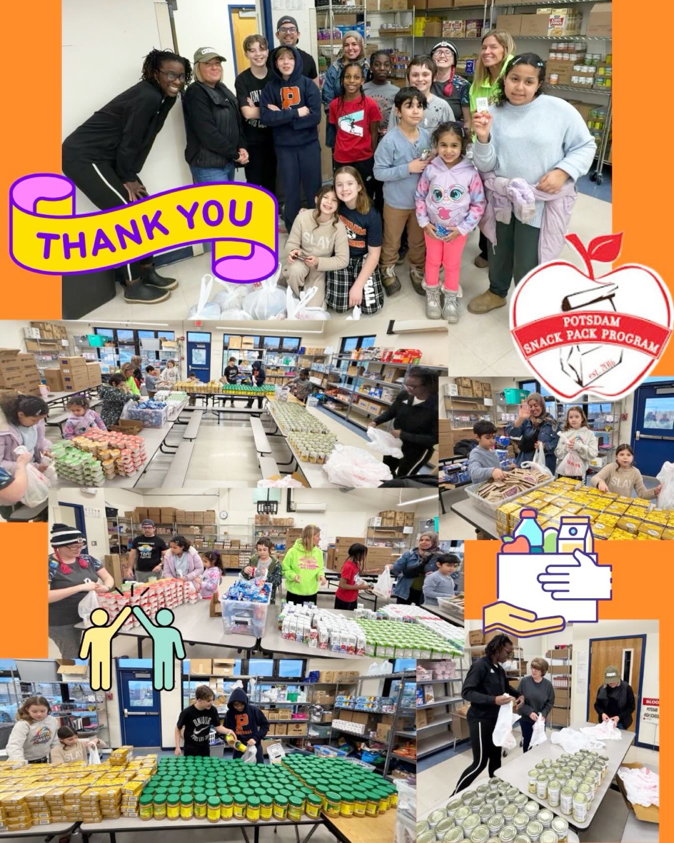Last night was one of those moments that truly reminds us why this program matters so much.
We had an incredible group of volunteers, so many students stepping up to help pack Snack Packs for their peers. Watching kids help kids is something really special.
What made it even more meaningful were the donations… some of them coming from children who chose to give their own birthday money to support this program. That kind of generosity is hard to put into words, it’s simply heartwarming.
As we head into spring break, we know how important it is that our students have access to food when they’re not in school. Because of this community — these volunteers, these young leaders, and these thoughtful donors, we’re able to make that happen.
We are so grateful.
#PotsdamSnackPack #CommunityStrong #KidsHelpingKids #FoodInsecurityAwareness #Grateful
