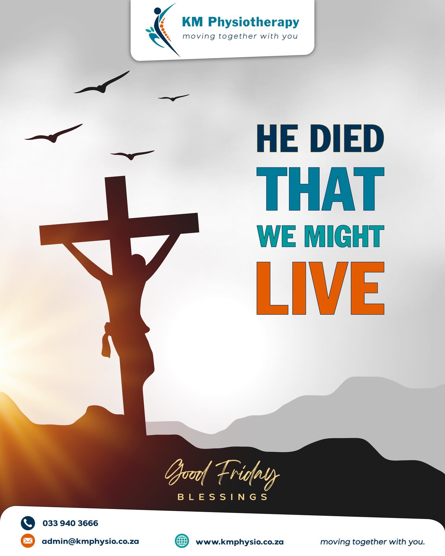 Kae-Motion Physio would like to wish everyone a blessed and safe Good Friday and Easter Weekend! ๐โ๏ธโช๏ธ๐ซ
Donโt work through the pain, let Kae-Motion Physio help you!โบ๏ธ
๐ 033 940 3666
๐ง admin@kmphysio.co.za
๐ www.kmphysio.co.za
โMoving together with you!โ๐โโ๏ธ
.
.
.
#kaemotionphysiotherapy #kaemotionphysio #physiotherapy #physiotherapist #health sportsinjury sportsmedicine southafrica exerciseismedicine hiltonsportsmedicine hiltonhealthcenter movingtogetherwithyou christ goodfriday easter