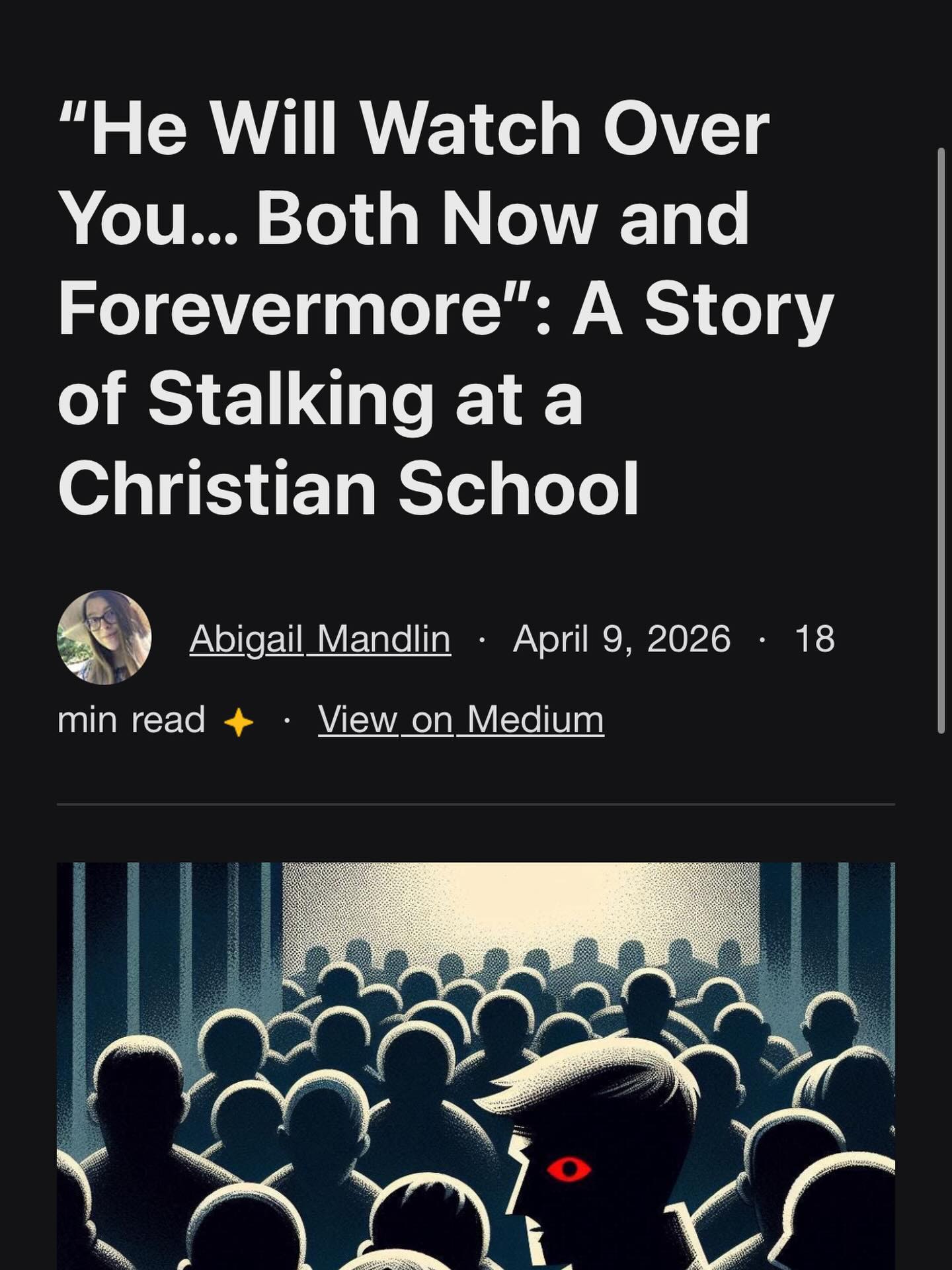 Time for another random delve into non-fiction!
I’ve been working on this piece a little at a time for months now: an autobiographical retelling of my experience being sexually harassed and stalked in school. Please read this if you can; though I’ll understand, of course, if it’s too triggering for some.
Find the article through the Linktree featured on our profile. #personalessay #creativenonfiction