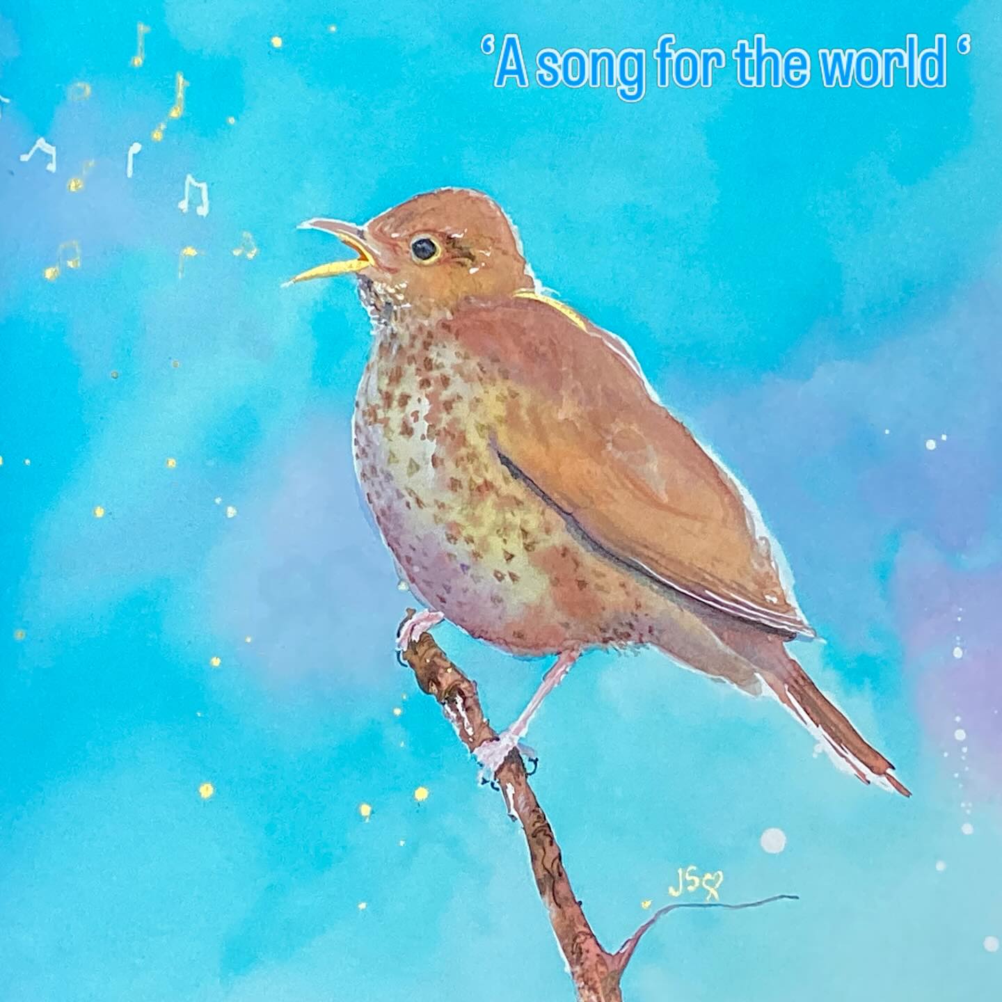 ‘Song for the World’ We have a song thrush who has been singing every morning at the top of the walnut tree in the garden! The song fills me with joy and hope and I hope this painting makes you smile!
I think it will be an illustration for a new children’s story I’m beginning to write and illustrate.
I am very grateful to Peter Boardman from @chog_nature for his kind permission to use his fabulous reference photograph.
#paintingbirds #watercolourpainting