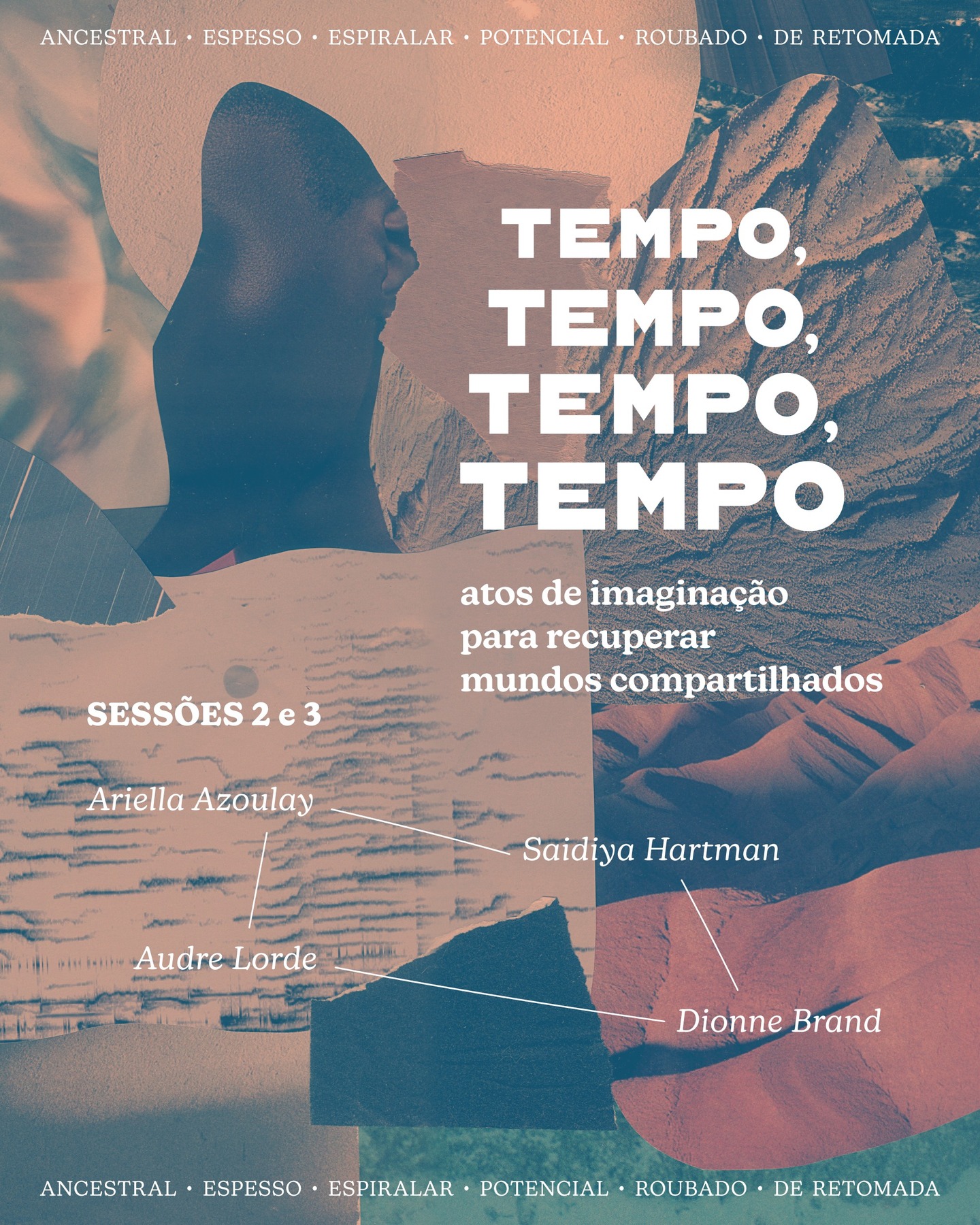 O ciclo de leituras “Tempo, tempo, tempo, tempo: atos de imaginação para recuperar mundos compartilhados” é um convite aberto a todas as pessoas que desejam pensar o mundo com mais calma, partilha e encontro.
Ao longo de cinco semanas, vamos nos reunir em torno de textos como “História potencial”, de Ariella Azoulay, que nos convida a perceber a história não como algo fechado, mas como um campo vivo, cheio de possibilidades ainda não realizadas. Seguimos com o ensaio “A transformação do silêncio em linguagem e ação”, de Audre Lorde, um texto direto e poderoso sobre o medo, a fala e a urgência de transformar experiências em expressão e luta. Em “Perder a mãe”, Saidiya Hartman nos conduz por uma escrita sensível e investigativa, que mistura memória, história e deslocamento para pensar sobre pertencimento e diáspora. Já em A porta do não retorno, Dionne Brand escreve de forma poética e intensa sobre o legado da escravidão, as rupturas da história e as marcas que permanecem no presente.
Para participar do ciclo, não é preciso ter experiência prévia com leitura acadêmica: a proposta é criar um espaço acolhedor, onde possamos ler junto, compartilhar impressões e deixar que esses textos ressoem com nossas próprias vidas. Cada encontro será uma oportunidade de escuta e conversa, valorizando diferentes modos de compreender e sentir o mundo. Entre histórias interrompidas, vozes que insistem em existir e perguntas que atravessam o tempo, o ciclo convida a encontrar palavras, relações e novos modos de imaginar como recuperar mundos compartilhados.
O ciclo de leituras acontece entre 09 de abril e 14 de maio, em cinco sessões online, das 18h30 às 20h30. Para mais informações e inscrições, escreva para humusidades@gmail.com.
.
.
.
colagem em papel e design por @isisdaou
