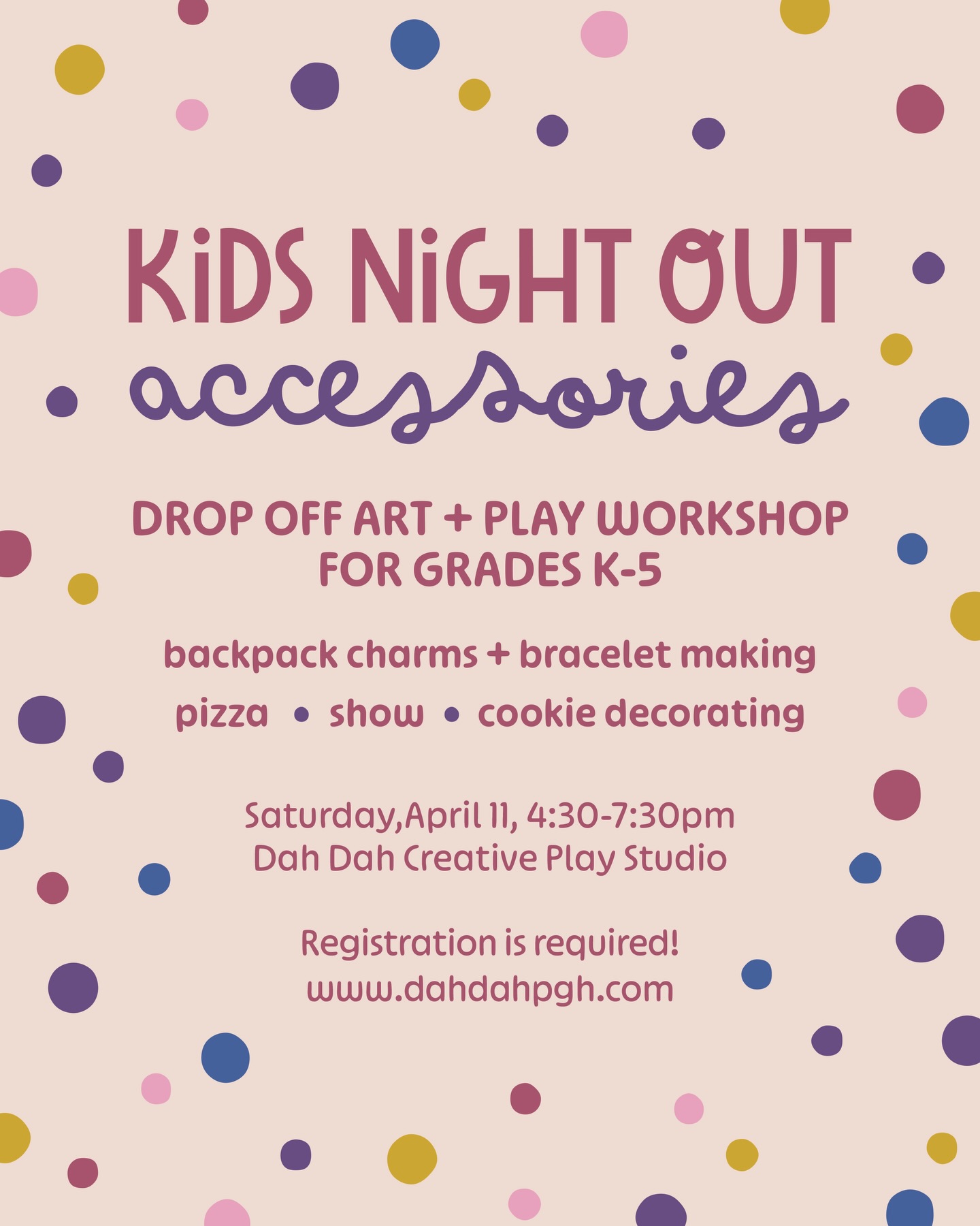 ✨KIDS NIGHT OUT✨ Need a break? Drop your kids (K-5 only) off with us for a fun evening. A new theme each month and cheese pizza dinner is included 🍕 Must sign up in advance! Get your spot now at www.dahdahpgh.com
