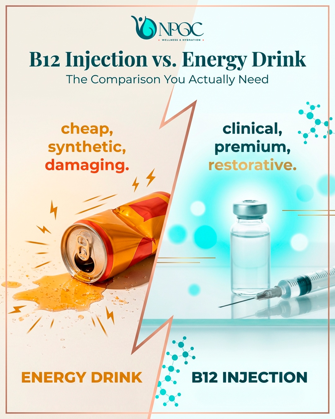 Comment ENERGY to get all the details sent straight to your DM 💬
$5/day on energy drinks that spike your cortisol and crash your blood sugar by 3pm?
Here's how a B12 injection actually works — and why it's not even close to the same thing. Swipe for the comparison ↗
💉 Medically supervised. No crash. No jitters.
✅ HSA/FSA accepted
📍 Baltimore & Waldorf, MD
#NPOCWellness #B12 #B12Injection #EnergyBoost #MarylandWellness #IVTherapy #VitaminInfusions #HydrationTherapy #WellnessClub #PremiumWellness #LuxuryWellness #BaltimoreSpa #BringingCareToYou #NoPOCWellness #HealthyLiving #Vitality #WellnessJourney #FeelYourBest #SelfCare #WellnessMembership