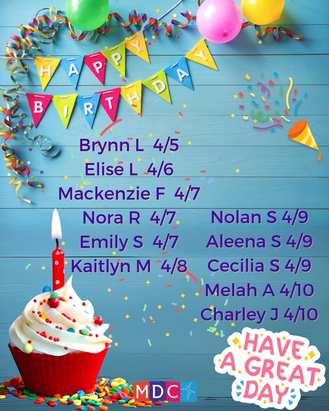 Happy birthday to our dancers celebrating this week! 🥳🎈 Enjoy YOUR day!