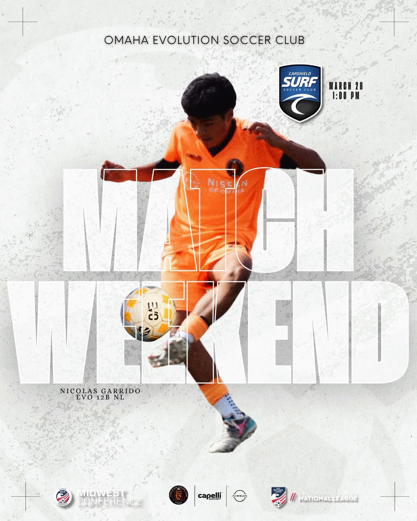It’s KC this Saturday as EVO 2012B NL open their National League spring season against @carshieldfutbol Surf 2012B , KC Current Training Facility #5 at 1:00pm.
Let’s go EVO 💪
#omahaevolutionsoccerclub @nationalleaguesoccer