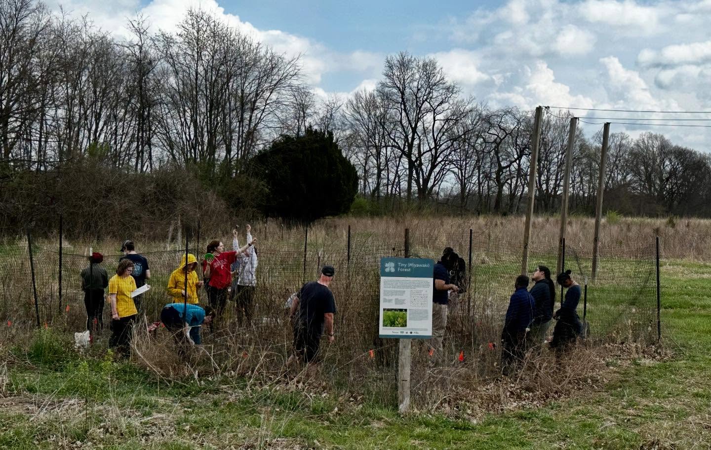 Course 4093: Urban Ecosystem Research visited the Field Center so that students could measure growth of our Miyawaki forest!