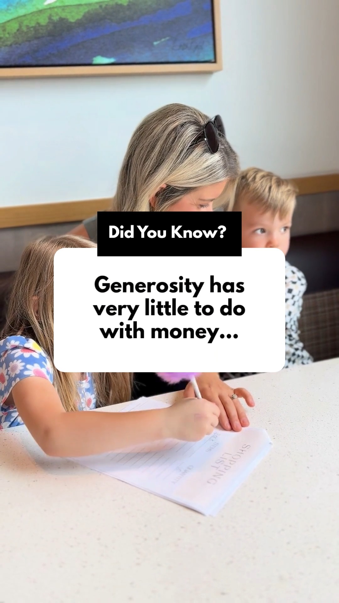When we stop seeing money as the root of generosity, everything changes.
Time, effort and willingness matter more than money.
And kids can be part of that right now.
Don't keep waiting to have money to model generosity.
Start using your influence to create change.
Follow for simple tips to get started 🫶