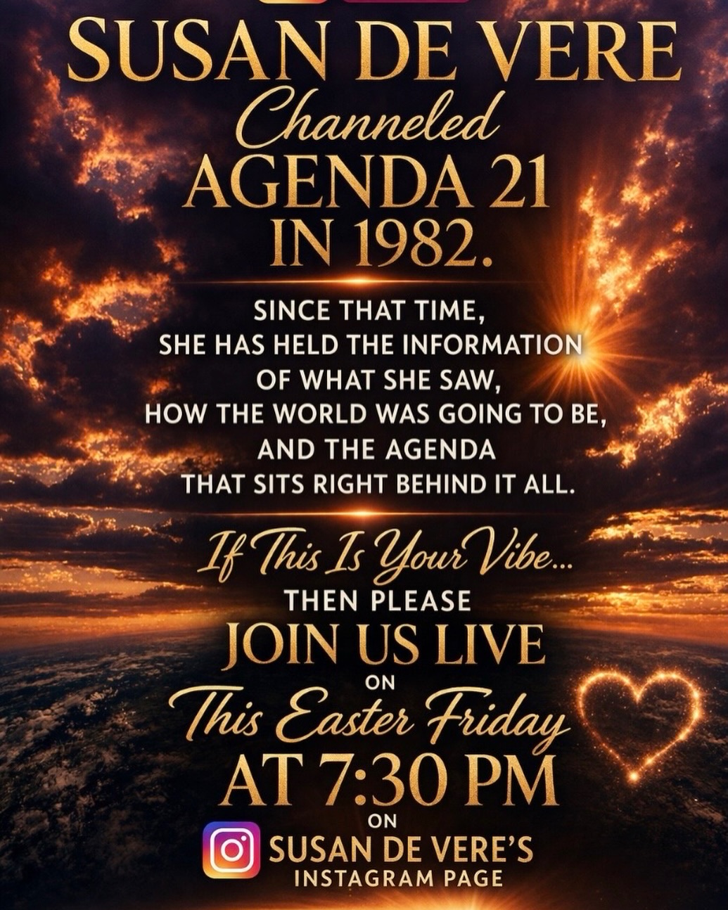 Please join me on Friday. ##SusanDeVereOfficial #EliteChanneling #AgendaExposed #TheyLiedToYou WakeUpNow agenda21