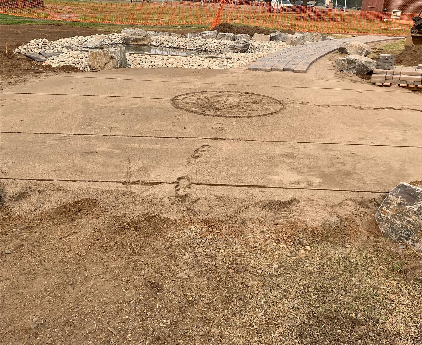 Lots of variety on this project#workinprogress#outdooroasis#bonfireready#fishpond#brownsamberleypavers @browns1907