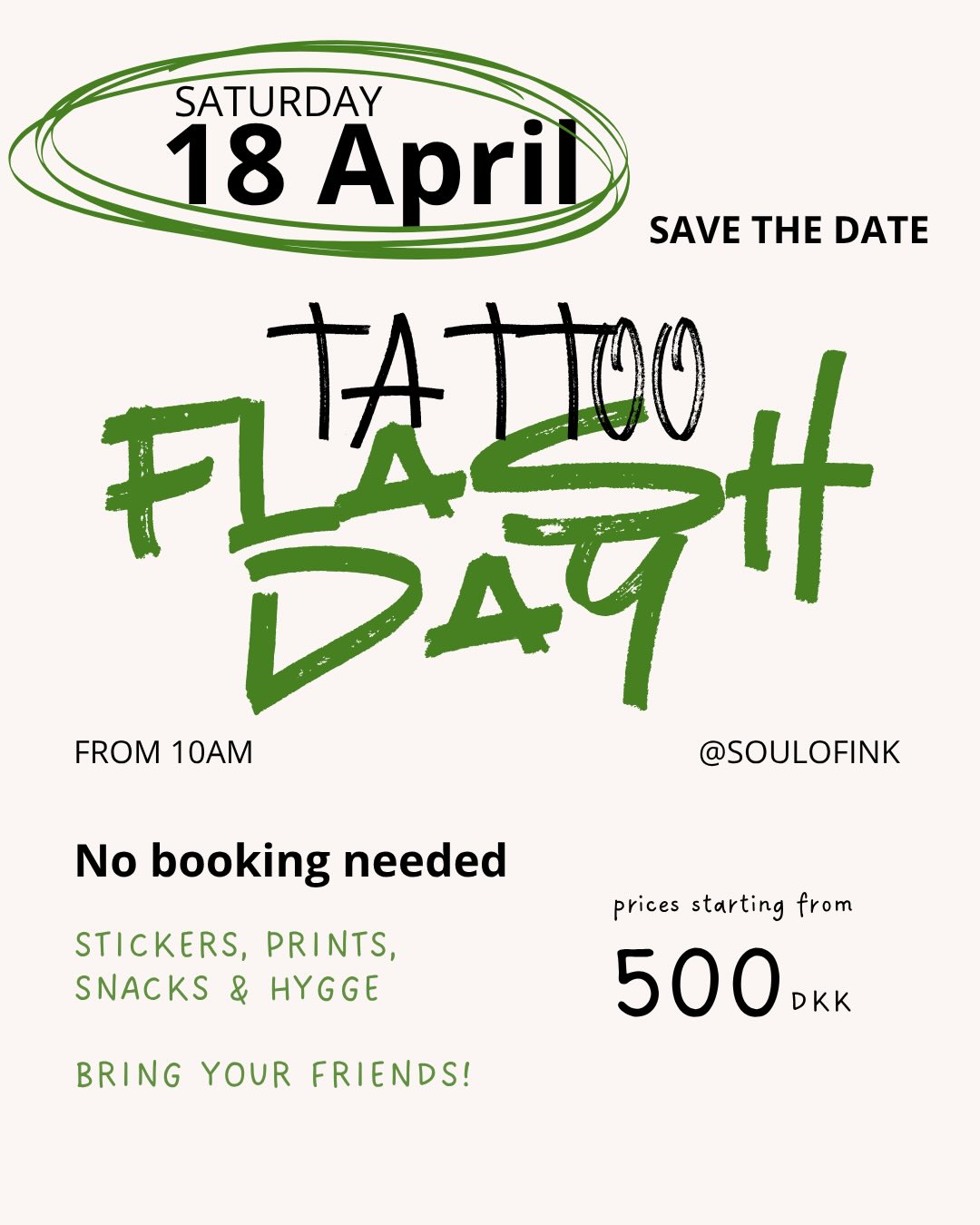 We’re hosting our very first Flash Day! ⚡️
To celebrate hitting 20K followers, we’re inviting you to something special.
Flash designs starting from 500 DKK.
Keep an eye on our profile — we’ll be dropping some of the designs leading up to the 18th 👀
A flash day is all about artists creating unique designs at reduced prices.
Each design is one-of-a-kind and available on a first come, first served basis.
You’re also welcome to swing by just to:
– Plan your next tattoo
– Meet the team
🇩🇰
Vi afholder vores allerførste Flash Day! ⚡️
For at fejre 20K følgere inviterer vi jer til noget helt særligt.
Flash designs fra 500 kr.
Hold øje med vores profil — vi deler nogle af designene op til den 18. 👀
En flash day er en særlig dag, hvor kunstnere laver unikke designs til nedsatte priser.
Designs kan ikke gentages og er efter først-til-mølle-princippet.
Du er også meget velkommen til at kigge forbi for at:
– Planlægge din næste tattoo
– Møde teamet
#flashday #tattoocopenhagen #inkinspo #flashdaytattoo #københavntatovør