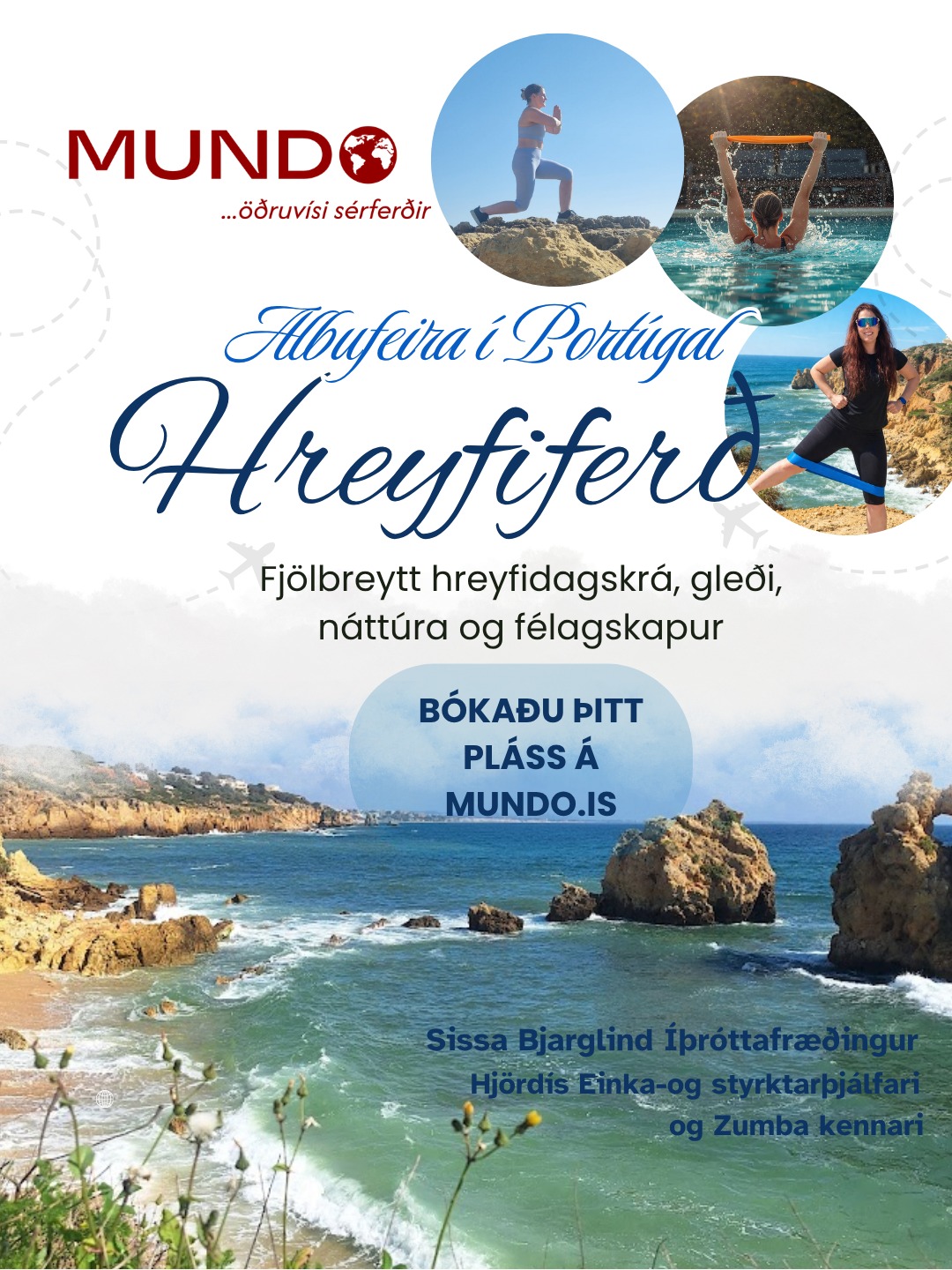 Það er fátt sem jafnast á við það að æfa og hreyfa sig í sólinni 😍
.
SUP/Kayak, hjólaferð, fjallganga, Vatnsþrek (2 erfiðleikastig), Styrktar og þolæfingar úti í sólinni, Sundpartý, Zumba, Liðkun í vatni og á gólfi (auðvitað úti í sólinni) 😊 Jafnvægi og kviður. Þú hreinlega mátt ekki missa af þessari heilsuvegferð og ævintýri 😍
.
Auk þess verður í boði ferð í gamla bæinn, bátsferð í Benagil hellana, hátíðarkvöldverður, spilakvöld og almennt sprell og gleði ❤️*
.
Hentar sérstaklega vel þeim sem langar að hreyfa sig hvort sem það er byrjun á sinni hreyfi og heilsuvegferð eða til að taka gríðarlega krefjandi æfingar 🦾 Veldu þær æfingar sem henta þér þann daginn.
.
Útsýnið er yndislegt, sólin síkáta á staðnum, margir veitingastaðir og líf en einnig auðvelt að komast á rólegri staði.
.
Þú ert velkomin, hvort sem þú ert ein/-nn/-tt, í pari, með systkini, með vinnufélaga, með æfingarfélaganum. Sófakartaflan, ræktartröllið.
Öll velkomin 😍*
.
Hlökkum til að sjá þig. Bókaðu pláss á mundo.is eða sendu okkur línu.
heilsulifstillsissu@gmail.com
hjordis@zebitz.is
birna@mundo.is
.
Eða skelltu þér á kynningarfundinn sem þú sérð sem viðburð á Facebook ,,Sissa Bjarglind Íþróttafræðingur''.
.
Fundurinn fer fram 12.apríl kl.11 í Heilsuklasanum Bíldshöfða 9.
.
#sólogsumar #gymbuddies #ísólogsumaryl #hreyfiferðir #mundoferdir