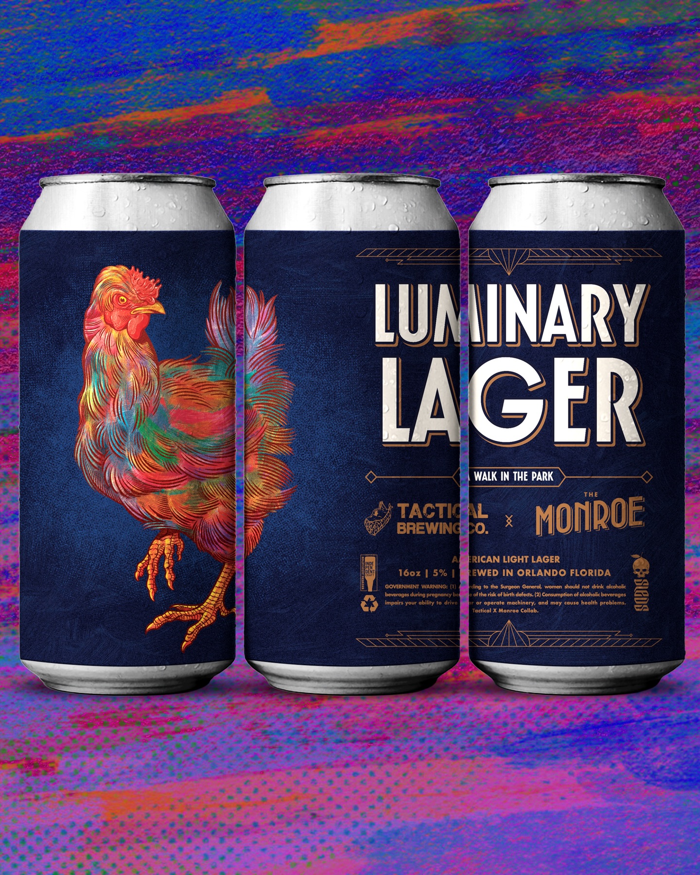Collaboration Launch Party TONIGHT! 🐔
Tactical 🤝 The Monroe
We teamed up with our friends @themonroeorlando to create a refreshing lager to pair perfectly with their award winning fried chicken. It’s available at both locations and from here on out, whenever you visit The Monroe!
Luminary Lager is a fun hybrid of a Pilsner and a Rice Lager, combining our favorite parts of both styles. The traditional German Pilsner Malt provides a smooth malt profile while the Rice helps to add a refreshing crispness to the finish. Brewed with traditional German Noble Hops and finished with American Lemondrop hops to provide a modern twist on a traditional German hop profile. Fermented with a classic German Lager strain and naturally carbonated for a crisp, clean finish. It is a great balance of old world, and modern lager techniques.
‼️Details for tonight‼️
📍 Tactical Brewing Co.
🤤 Food pop up by @themonroeorlando 6-sellout
🍺 Luminary Lager release
🕺 Hospi Happy Hour 4-10 ($5 Base Lager and $1 off all beer for industry folk or if you wear any Florida brewery shirt)