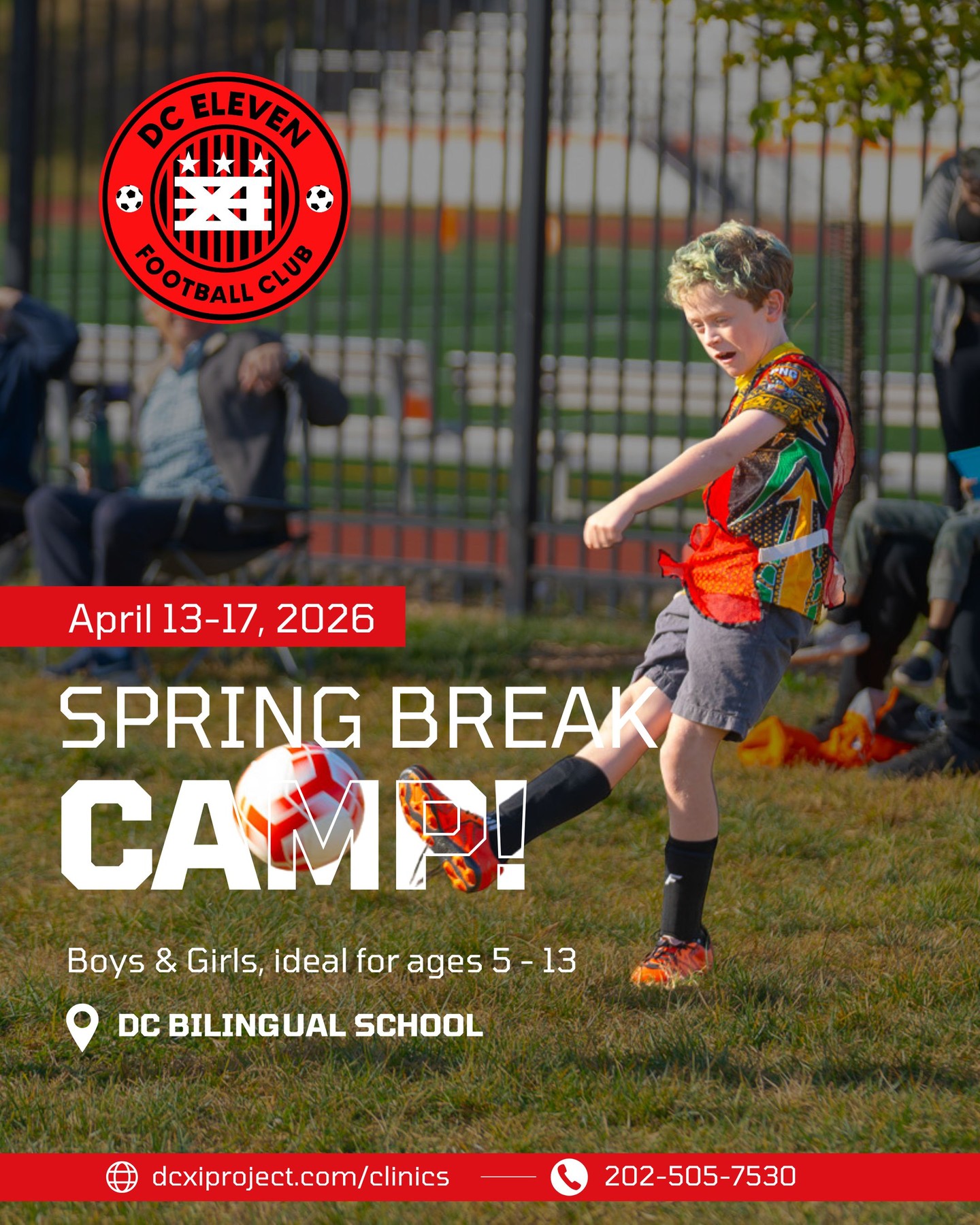 Looking for the perfect Spring Break plan? 🌸⚽️
Keep your kids active, engaged, and smiling this Spring Break at the DCXI Camp! 🏆
Whether they are just starting out in the Scorpion League or playing competitively, our camp offers the perfect balance of structured skill-building and pure soccer fun. 🤸♂️ It's a great opportunity to make new friends and fall deeper in love with the beautiful game in a coach-led, safe environment.
Secure their spot:
ㅤ
🧤 AGES: 5 - 13 years
📍 LOCATION: DC Bilingual School
📅 DAYS: April 13-17
🚨 Attention: Spaces are filling up fast!
🔗 TAP THE LINK IN OUR BIO to secure your child’s spot on the pitch. 🔗
.
.
.
.
#DCXI #SoccerKids #SpringBreakDMV #SoccerMom YouthDevelopmen