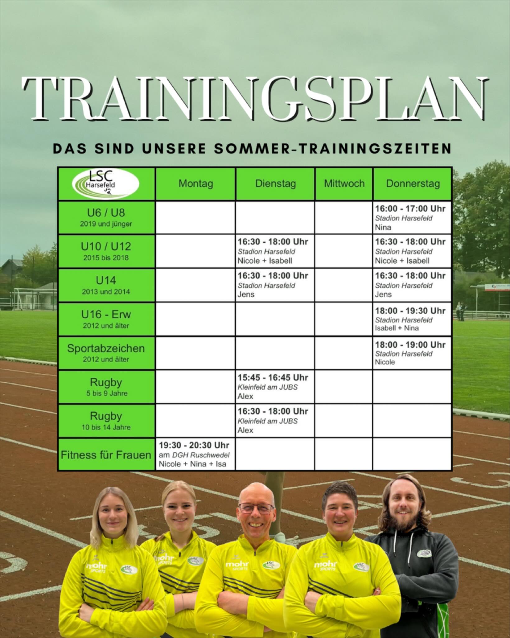 Der Sommer kann kommen! ☀️
Ab dem 09.04. gilt unser neuer Trainingsplan – und wir wechseln ins Waldstadion 🌿🏃♀️
Kommt vorbei und startet mit uns durch! 💥 💚
#Sommermodus #Training #Waldstadion