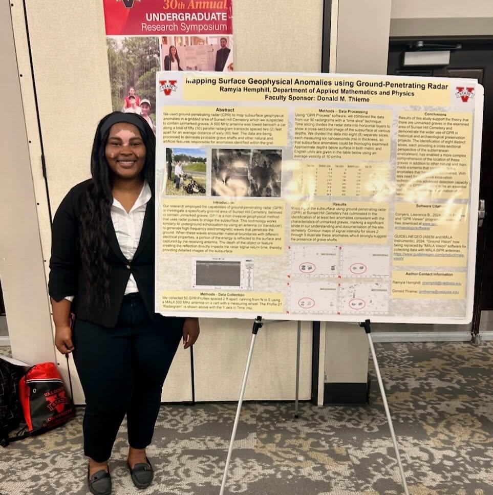 We want to give another shout out @vsu_swap brilliant Vice-President, Ramyia Hemphill for her presentation, Mapping Surface Geophysical Anomalies using Ground-Penetrating Radar. Ramyia presented @valdostastate 30th Annual Undergraduate Research Symposium for the Applied Mathematics and Physics Department. We are so proud of your hard work and perseverance, @myia.love !!!! 🎉🎉🎉
We can’t wait for you and @cwu_swap to present at #ncur2024