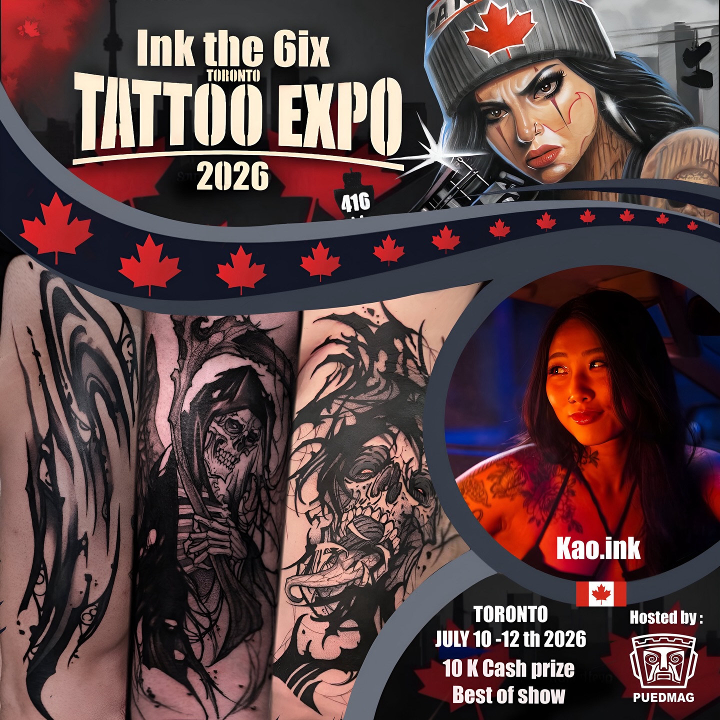 Welcome @kao.ink to the second edition of @inkthe6ixtorontotattooexpo, happening July 10–12, 2026 🇨🇦
If you’re looking to get some dope ink, make sure to DM her directly to book your appointment.
Proudly representing @avalontattoocollective all the way from Vancouver 🔥
You already know… you either win with us or watch us win
We the North 💪